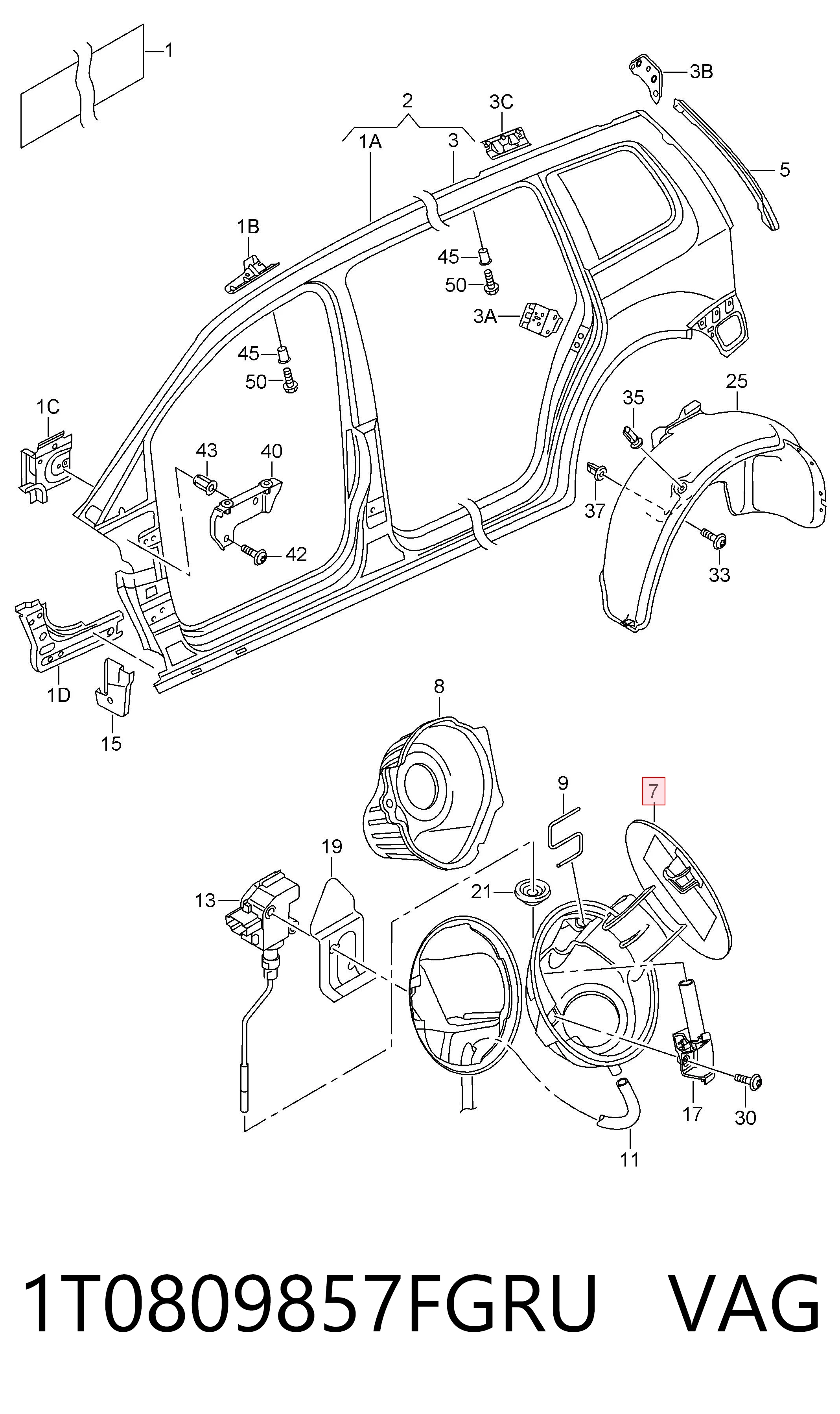 Alcapão do tanque de combustível Volkswagen Touran I 1T1, 1T2