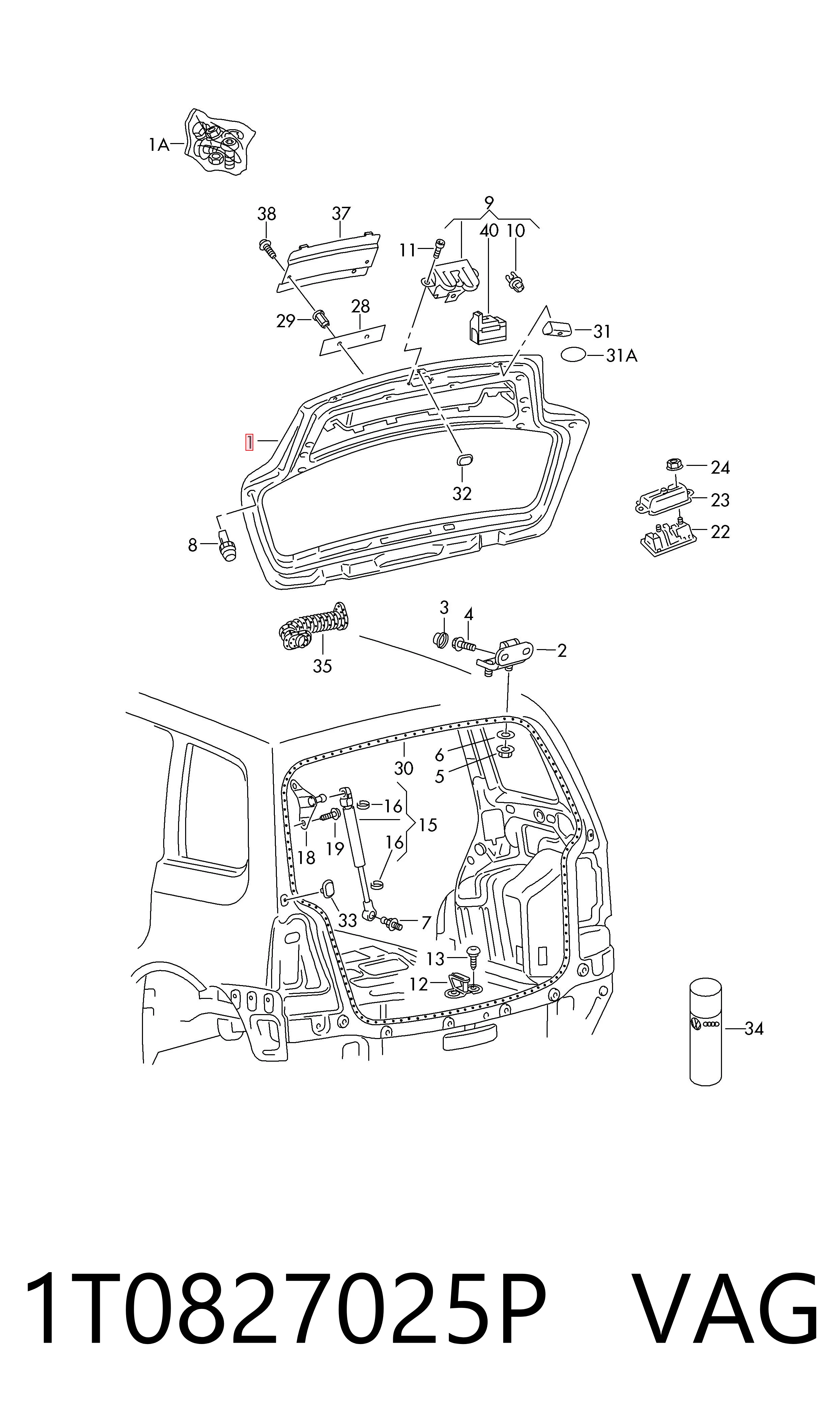 Porta traseira (3ª/5ª porta-malas (tampa de alcapão) Volkswagen Touran II 1T3 ao melhor preço