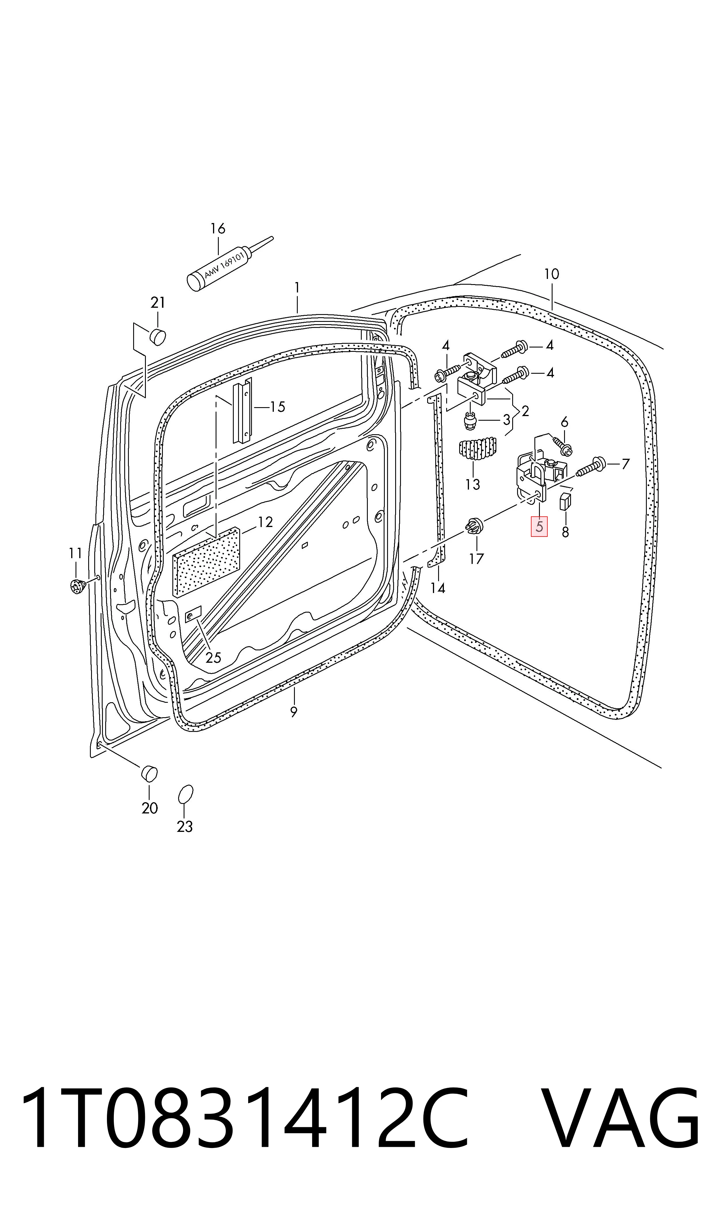 1T0831412C VAG Gozno da porta dianteira direita