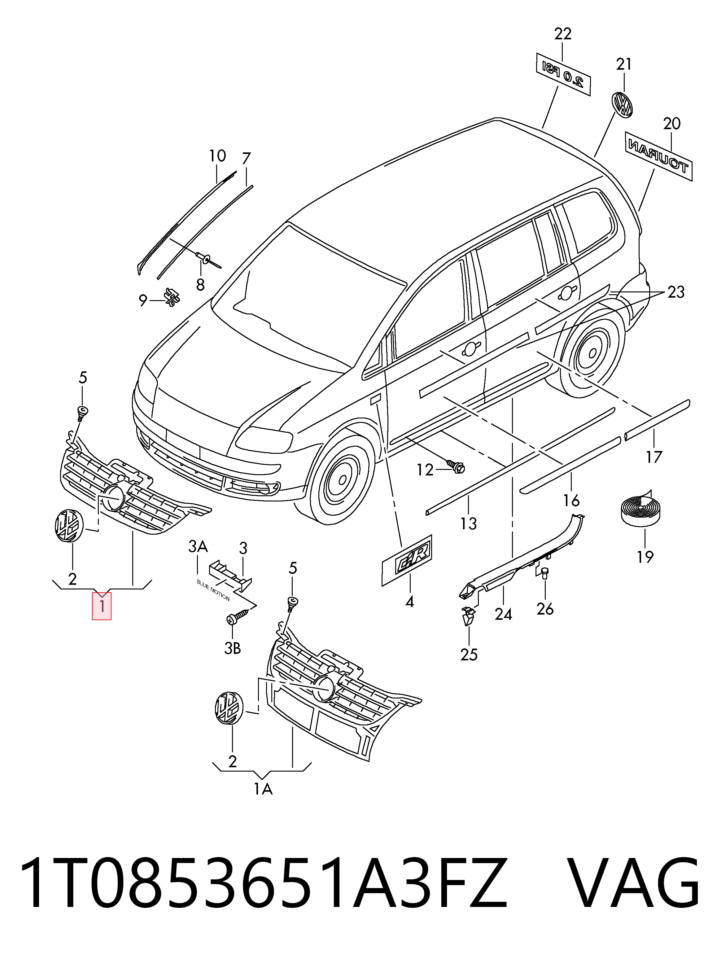 Compre Grelha do radiador Volkswagen Caddy 3