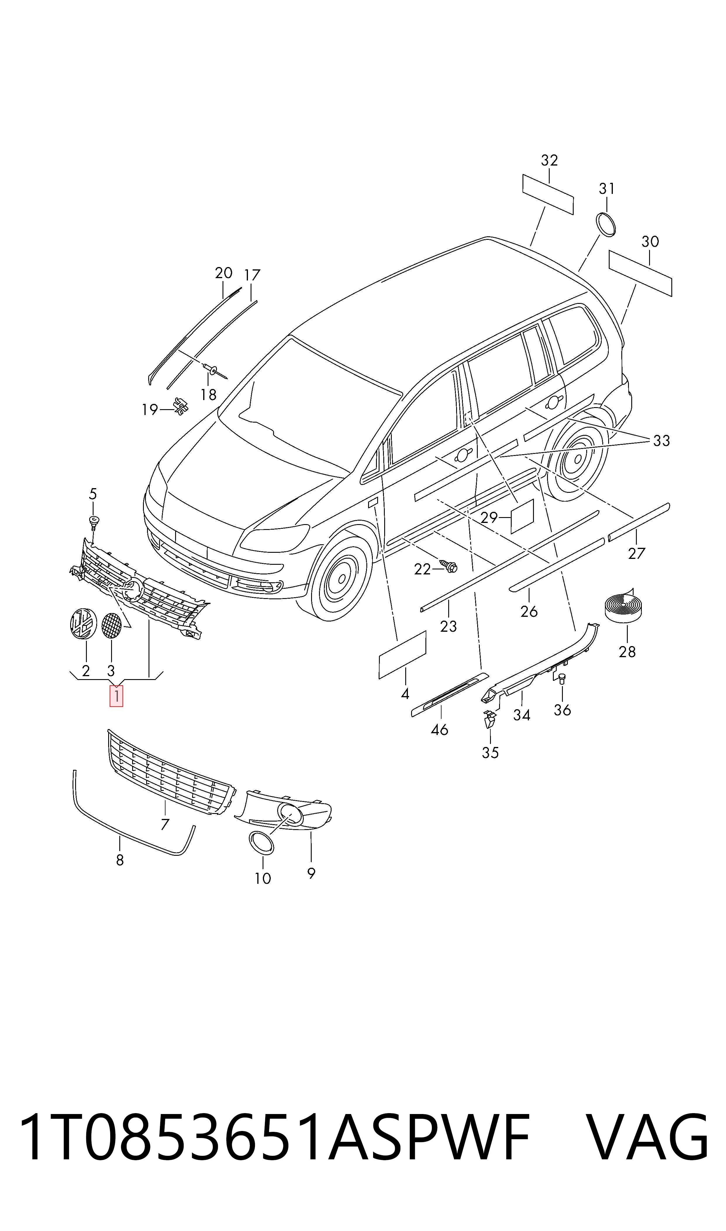 Grelha do radiador Volkswagen Caddy III 2KB, 2KJ, 2CB, 2CJ ao melhor preço