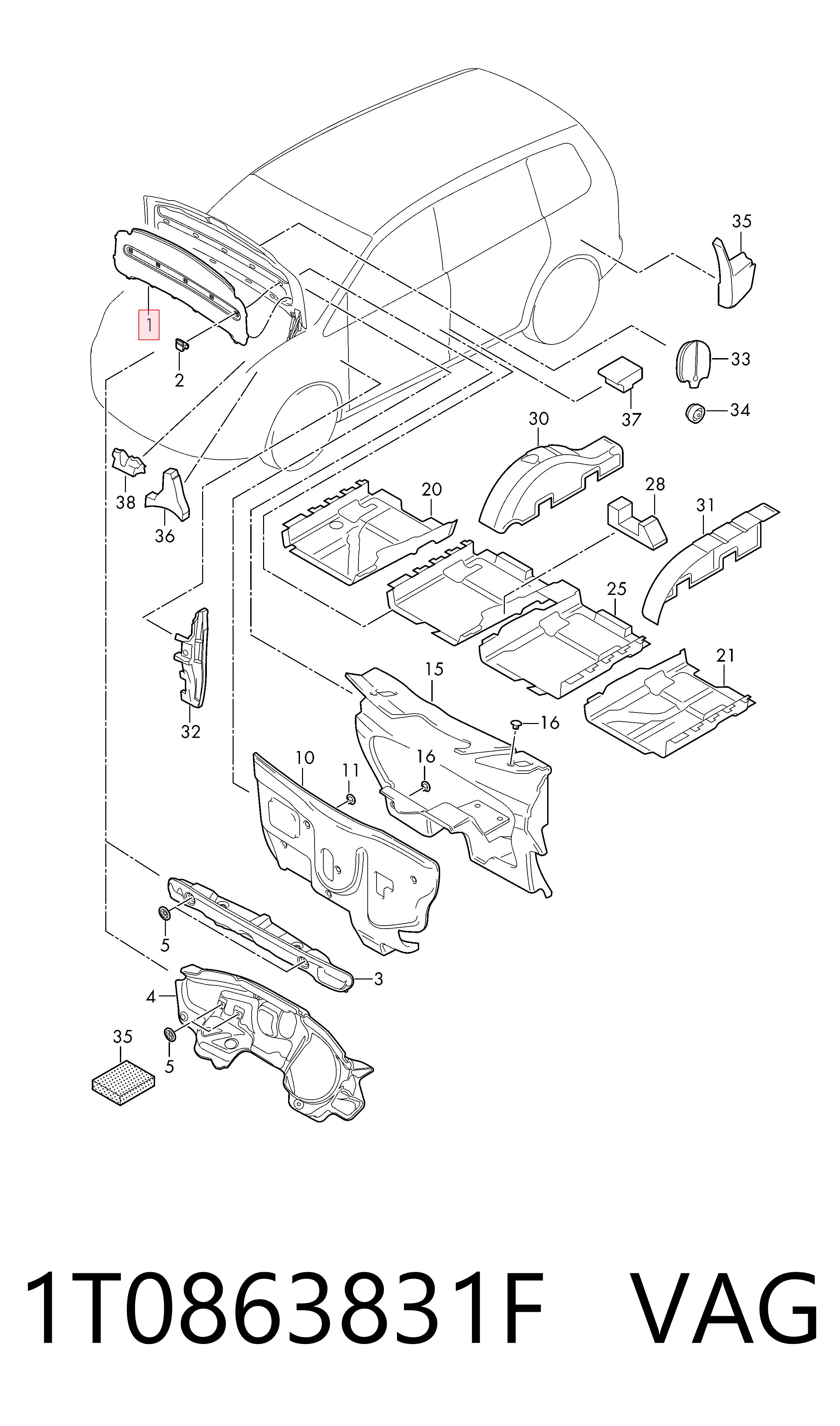 Isolamento de ruído da capota Volkswagen Caddy III 2KB, 2KJ, 2CB, 2CJ ao melhor preço