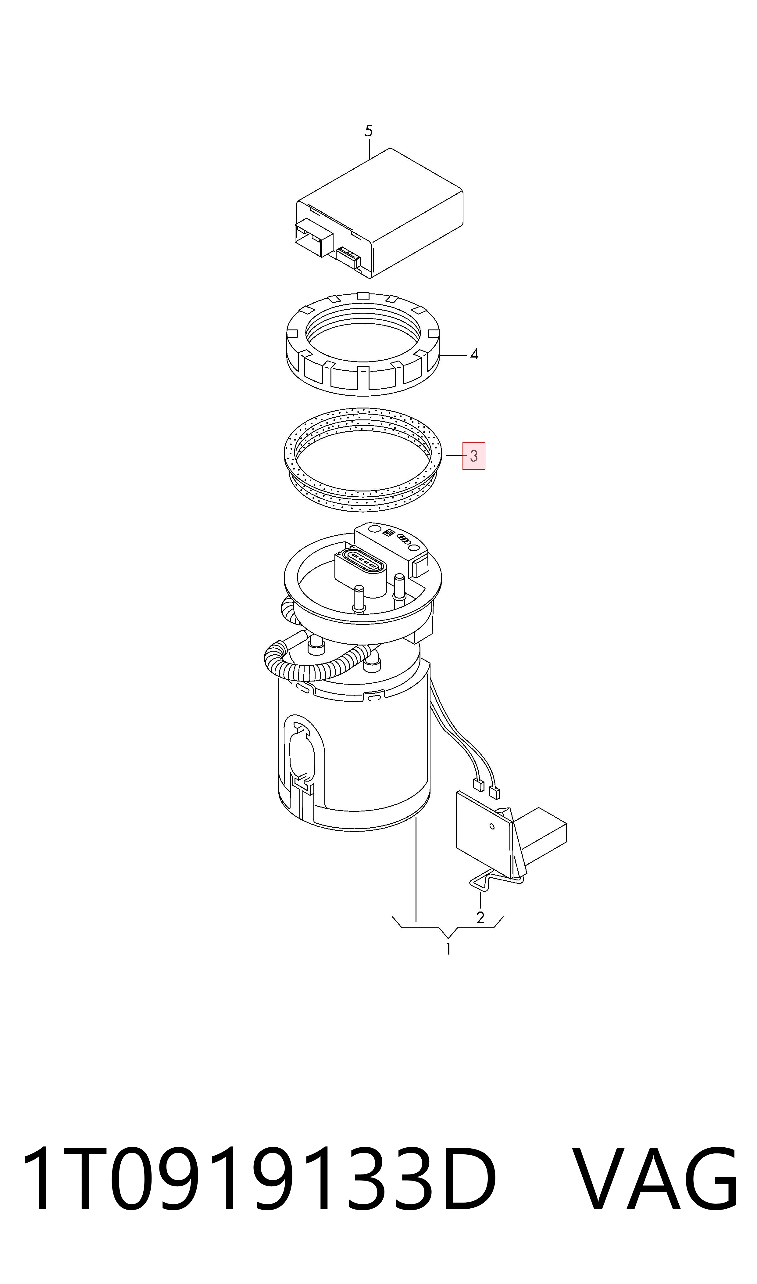 1T0919133D VAG Vedante de sensor do nível de combustível/da bomba de combustível (tanque de combustível)
