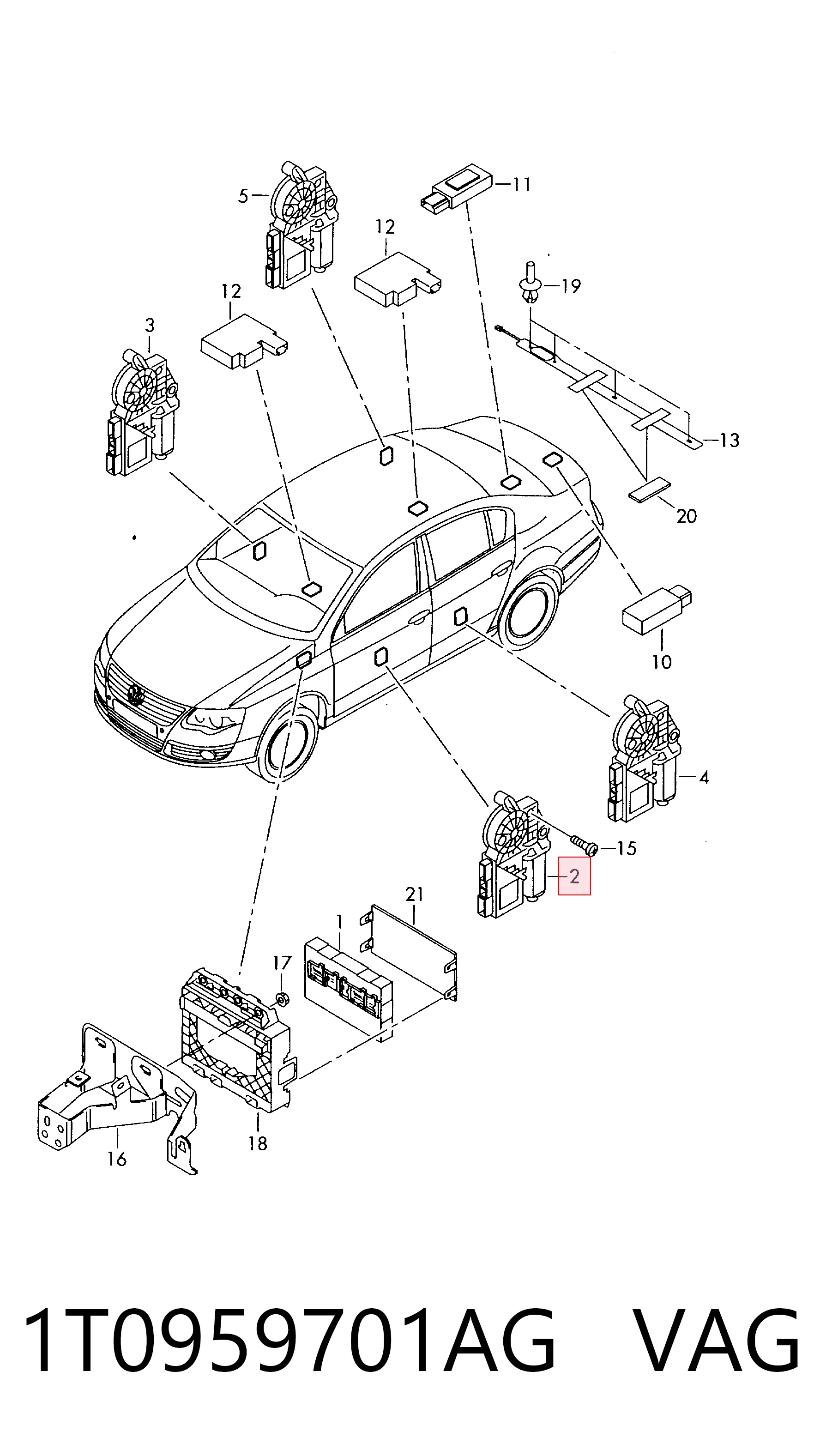 1T0959701AG VAG Motor de acionamento de vidro da porta dianteira esquerda