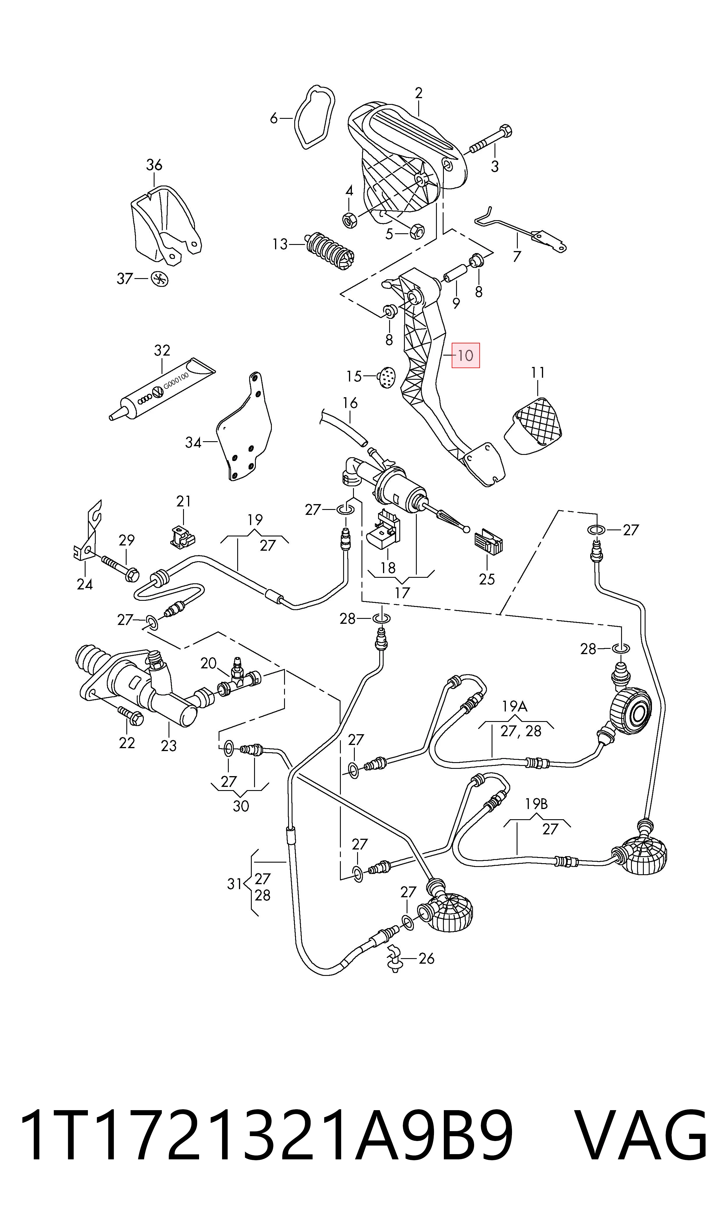 Pedal de embraiagem VAG 1T1721321A9B9 preço, a partir de 67,76 USD