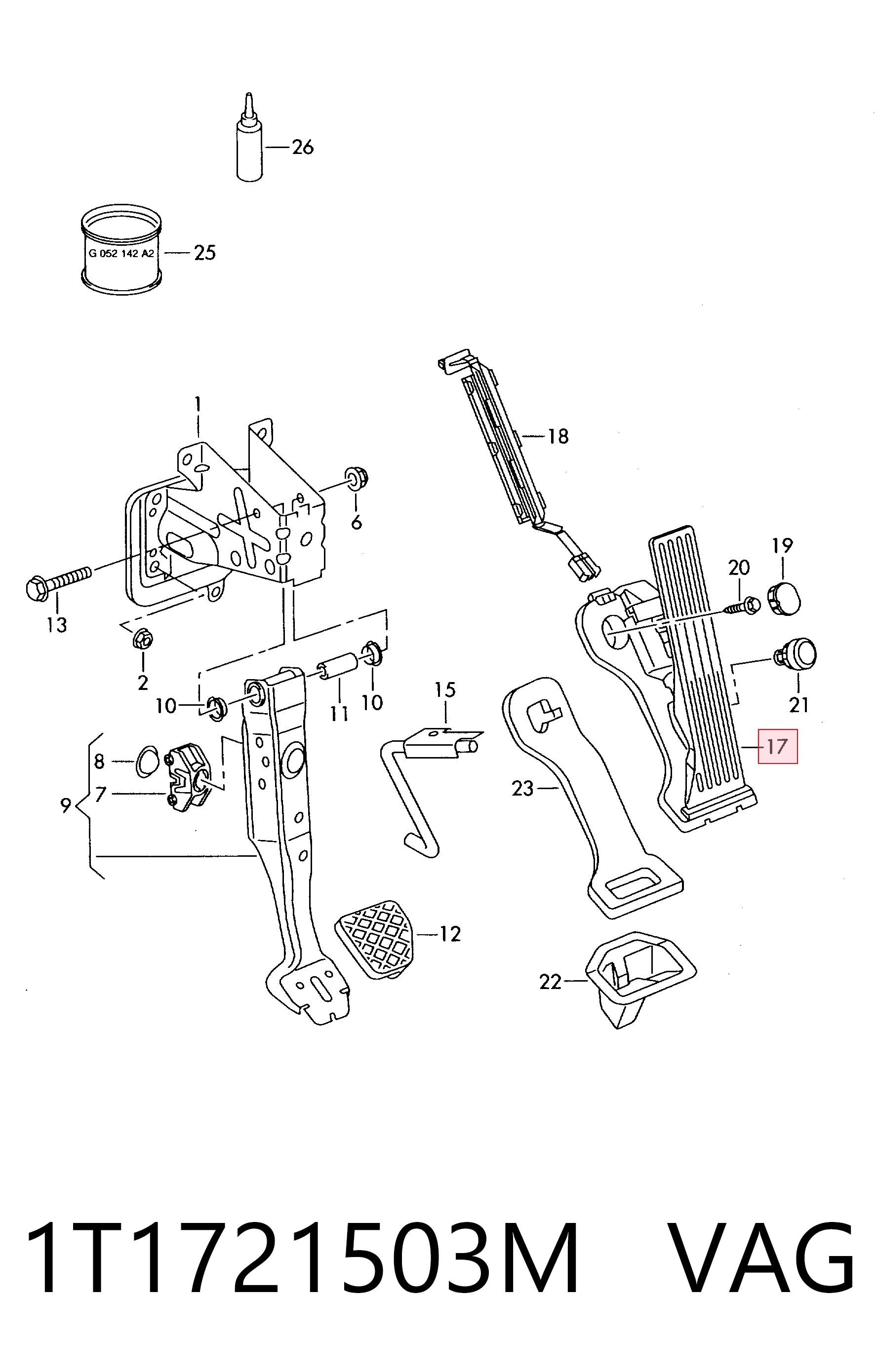 1T1721503M VAG Pedal de gás (de acelerador)