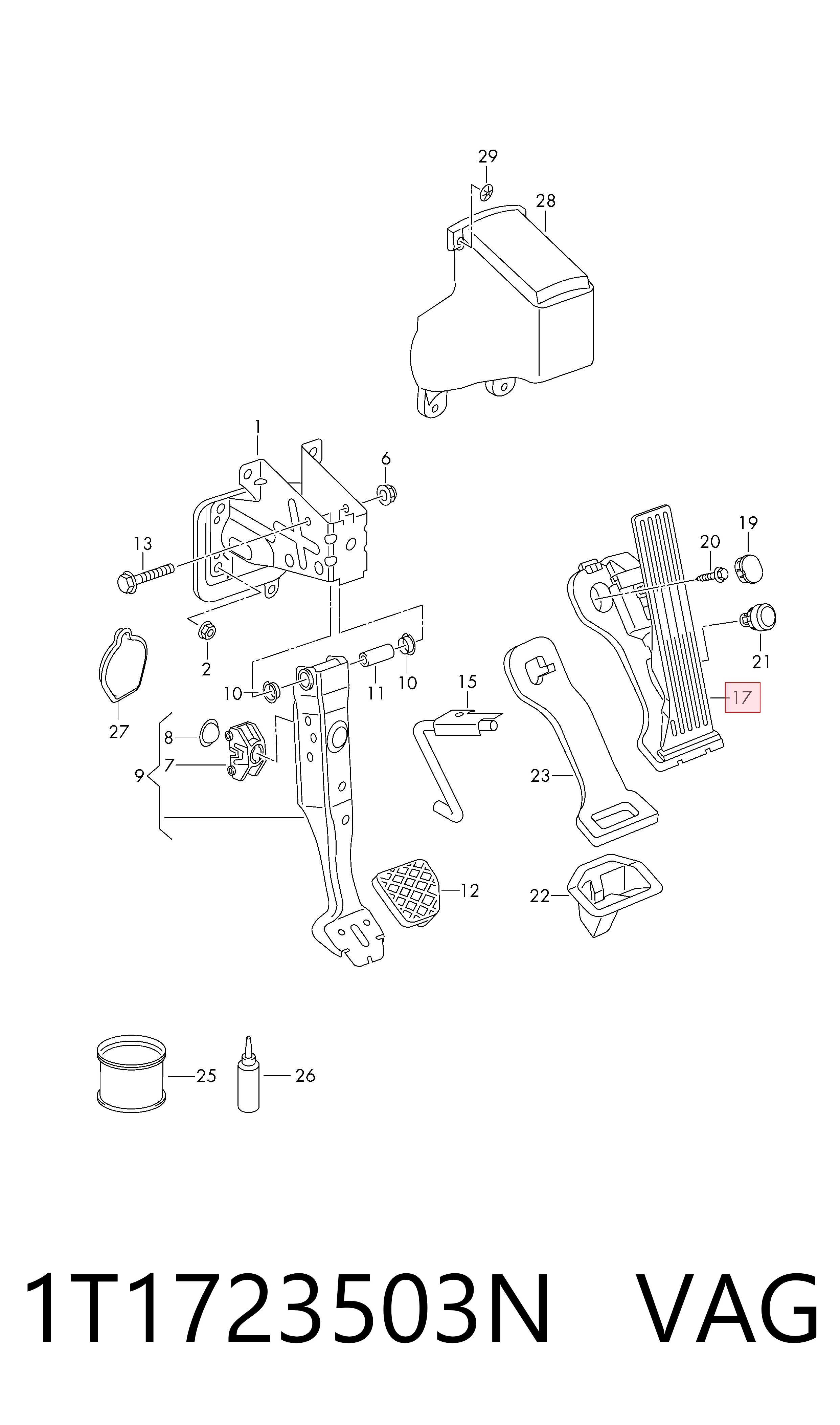 1T1723503N VAG Pedal de gás (de acelerador)