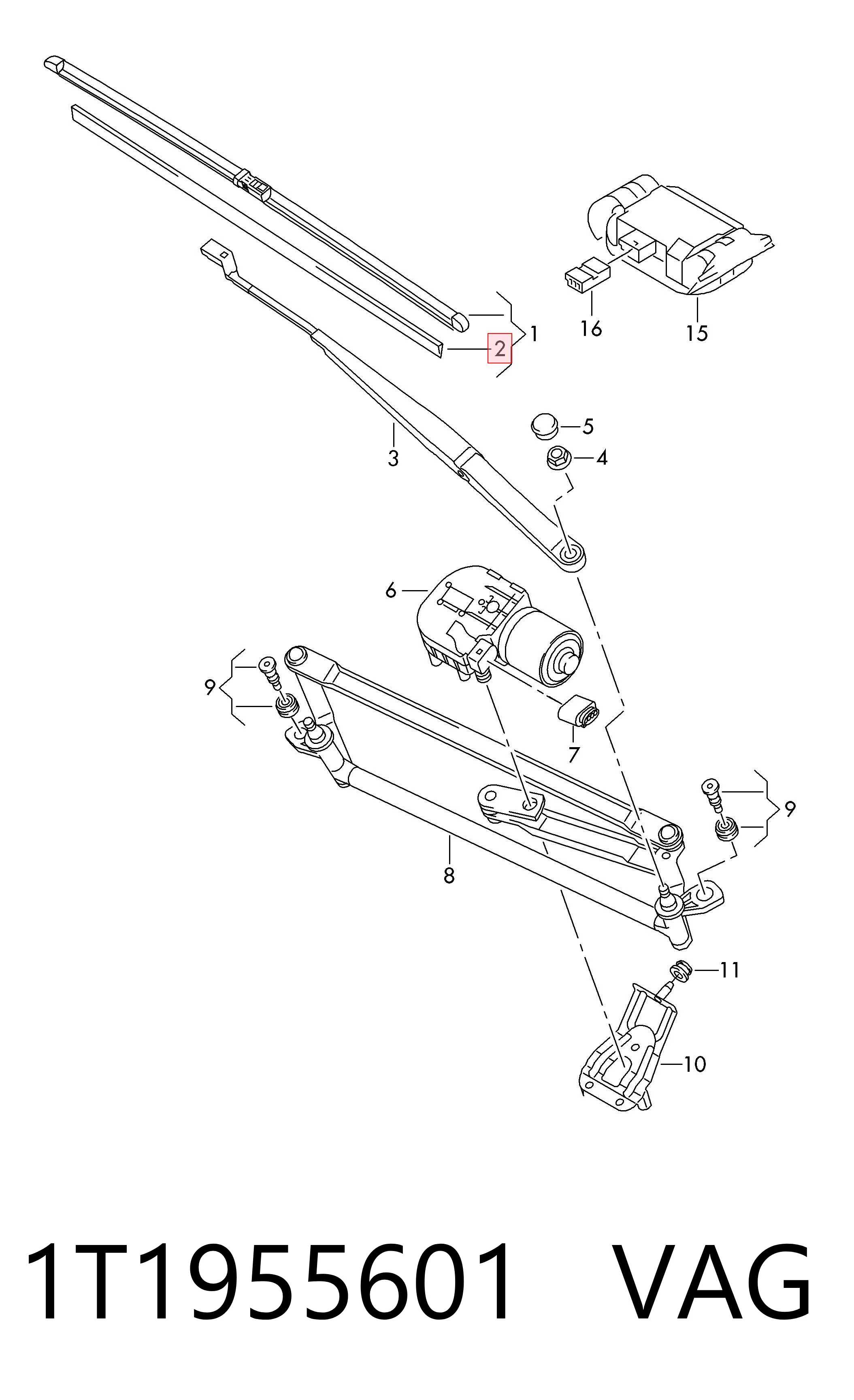 Trapézio de limpador pára-brisas Volkswagen Caddy III 2KB, 2KJ, 2CB, 2CJ ao melhor preço