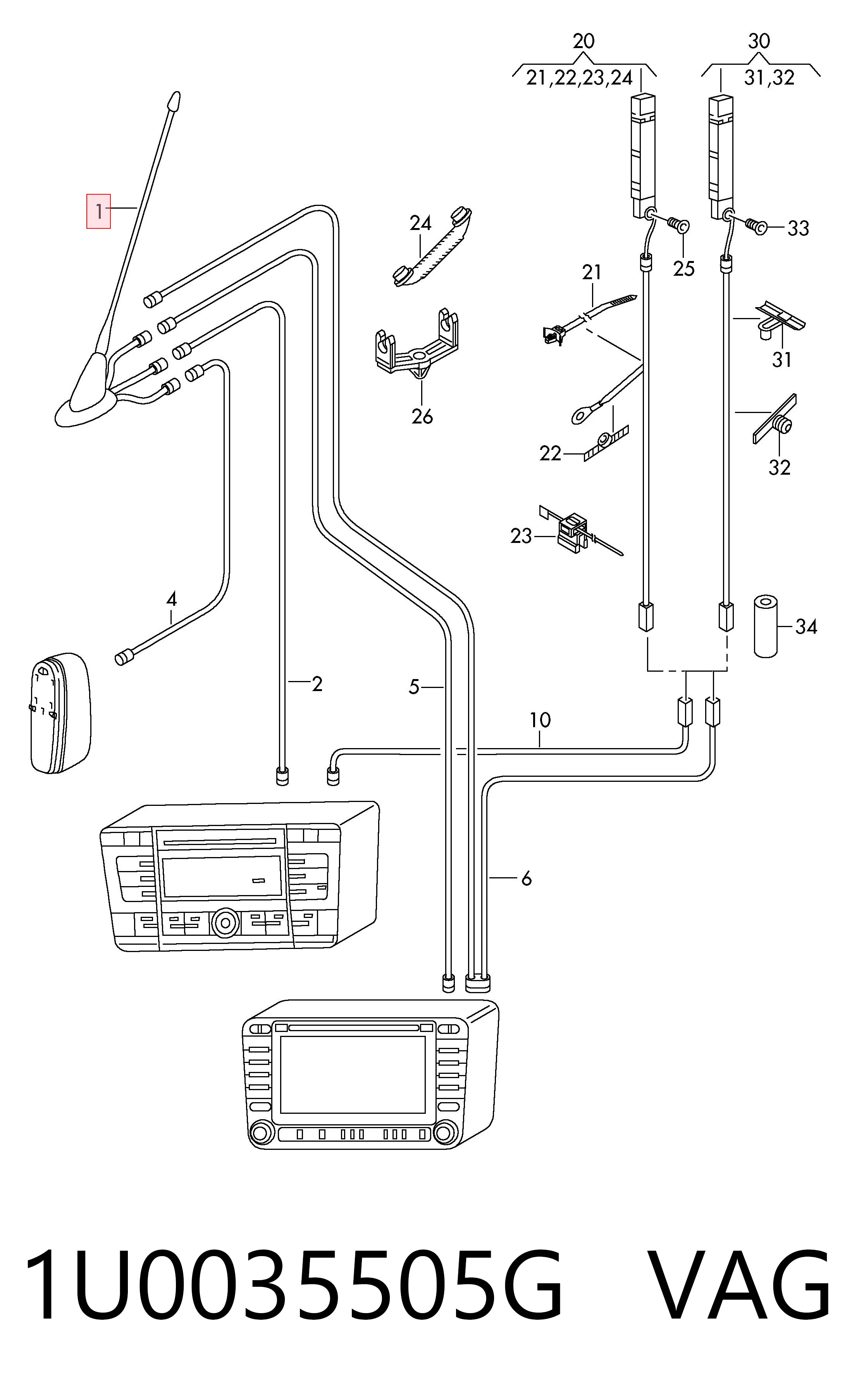Antena para Skoda Octavia TOUR I A4 1U2