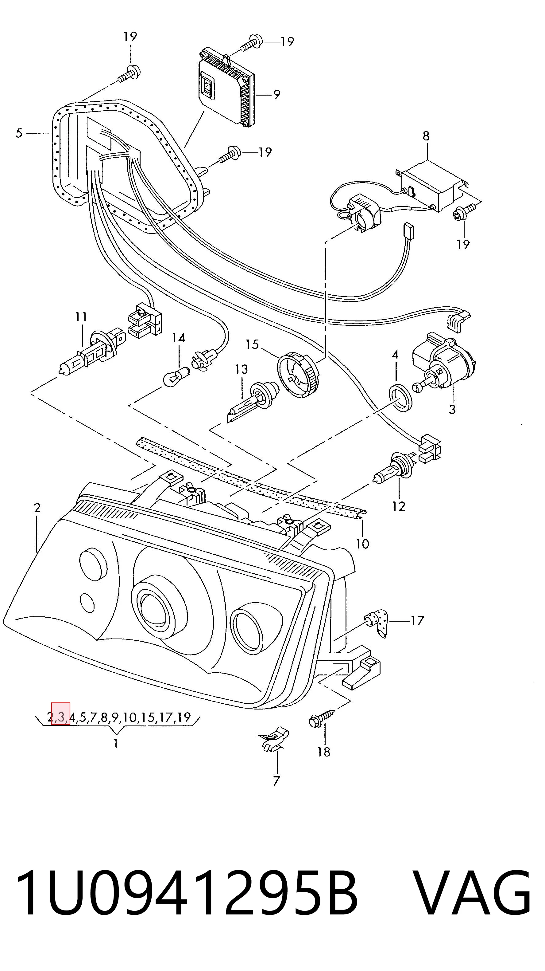 1U0941295B VAG Corretor da luz