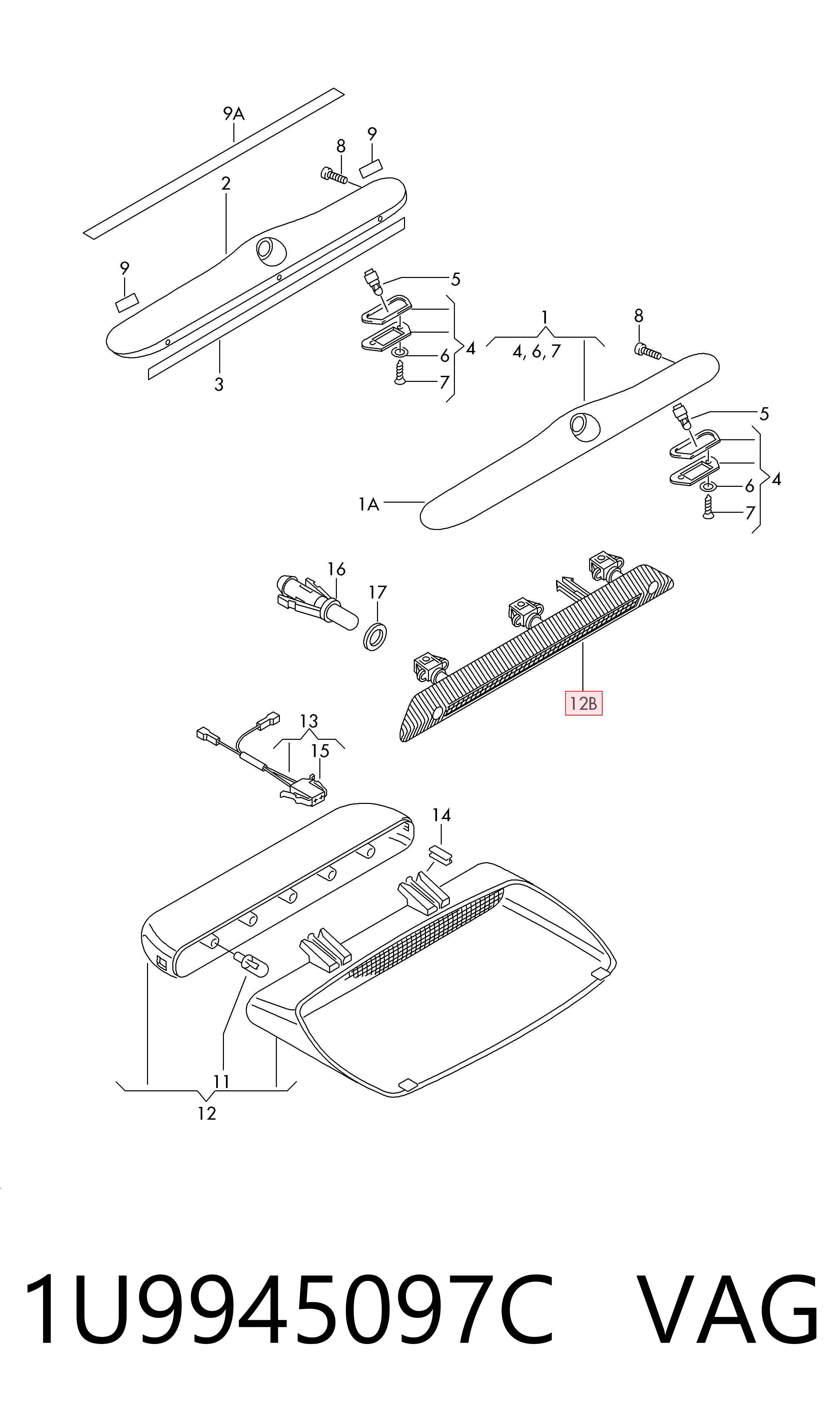 1U9945097C VAG Sinal de parada traseiro adicional