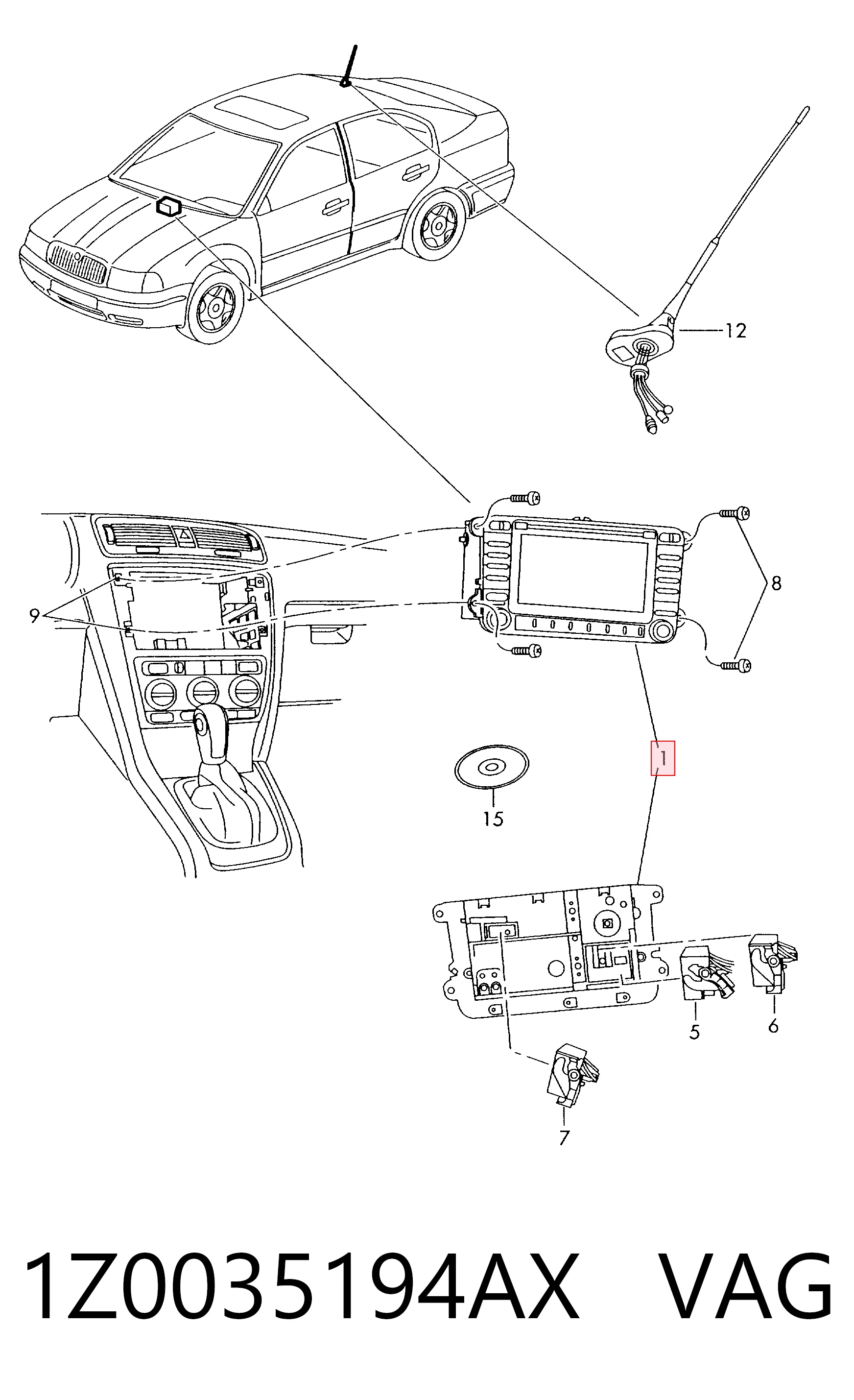 Mostrador multifuncional Skoda Octavia II 1Z3 ao melhor preço