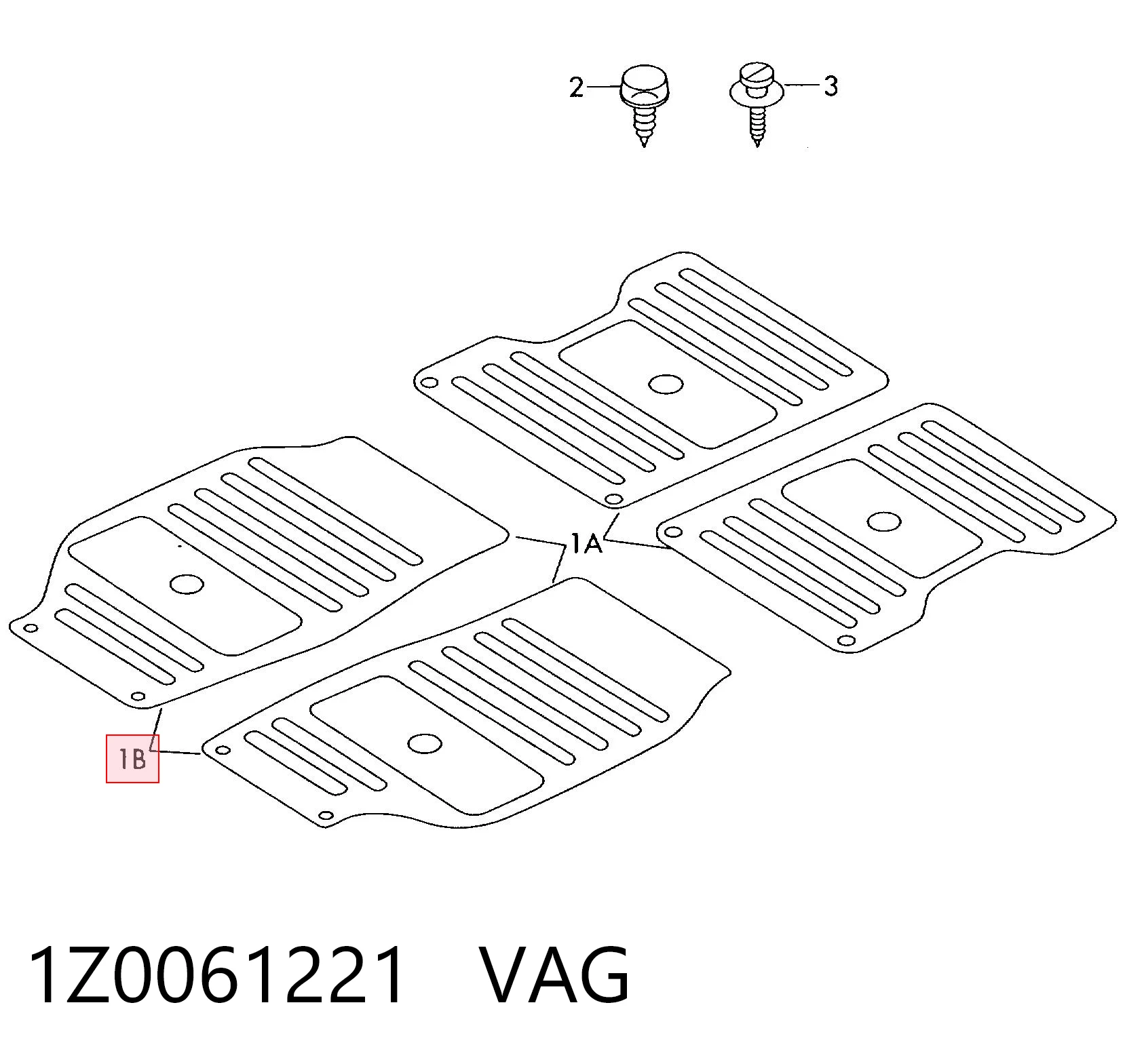 1Z0061221 VAG Tapete dianteiro, kit de 2 un.