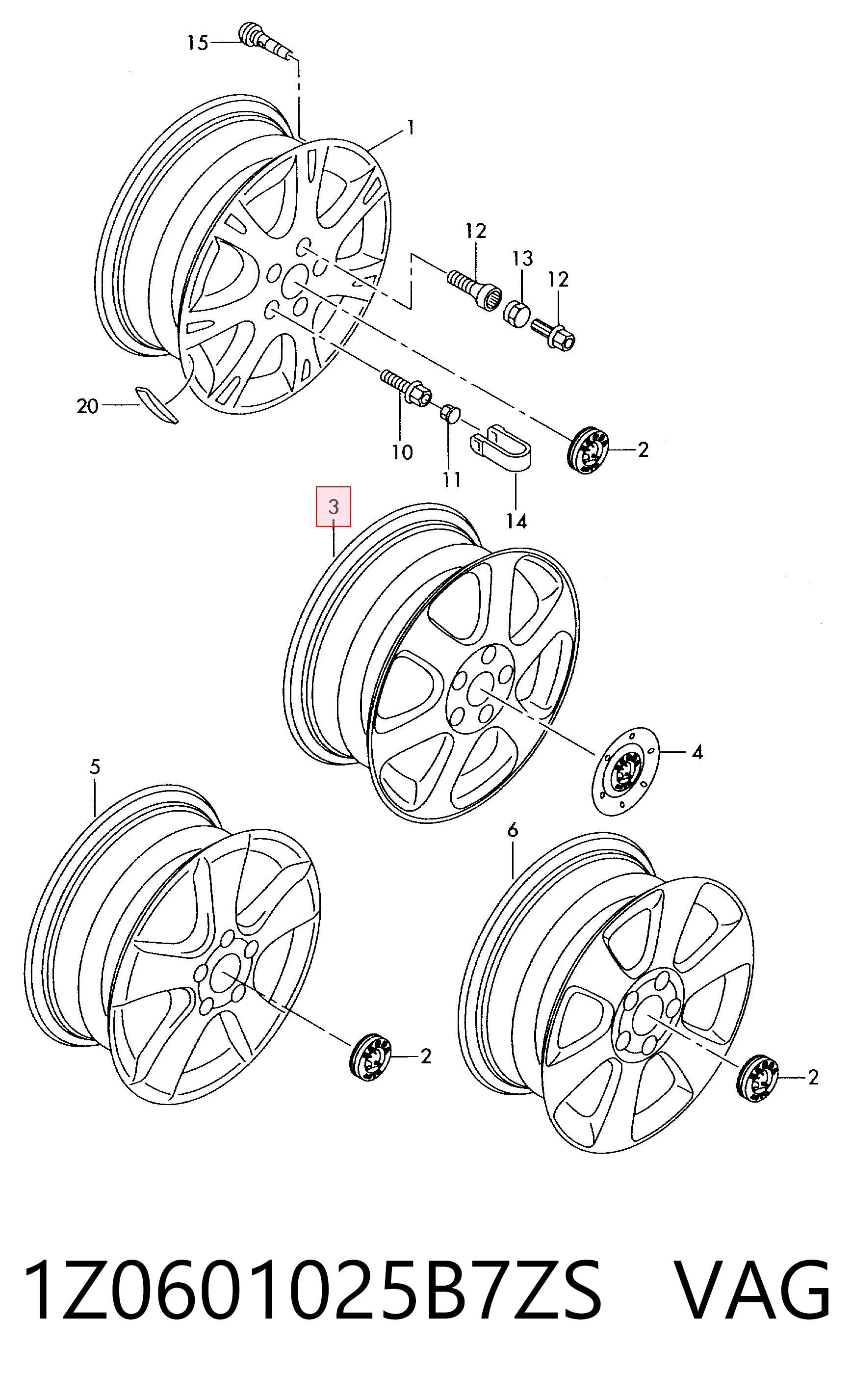 Discos de roda de aleação ligeira (de aleação ligeira, de titânio) para Skoda Octavia II A5 1Z3
