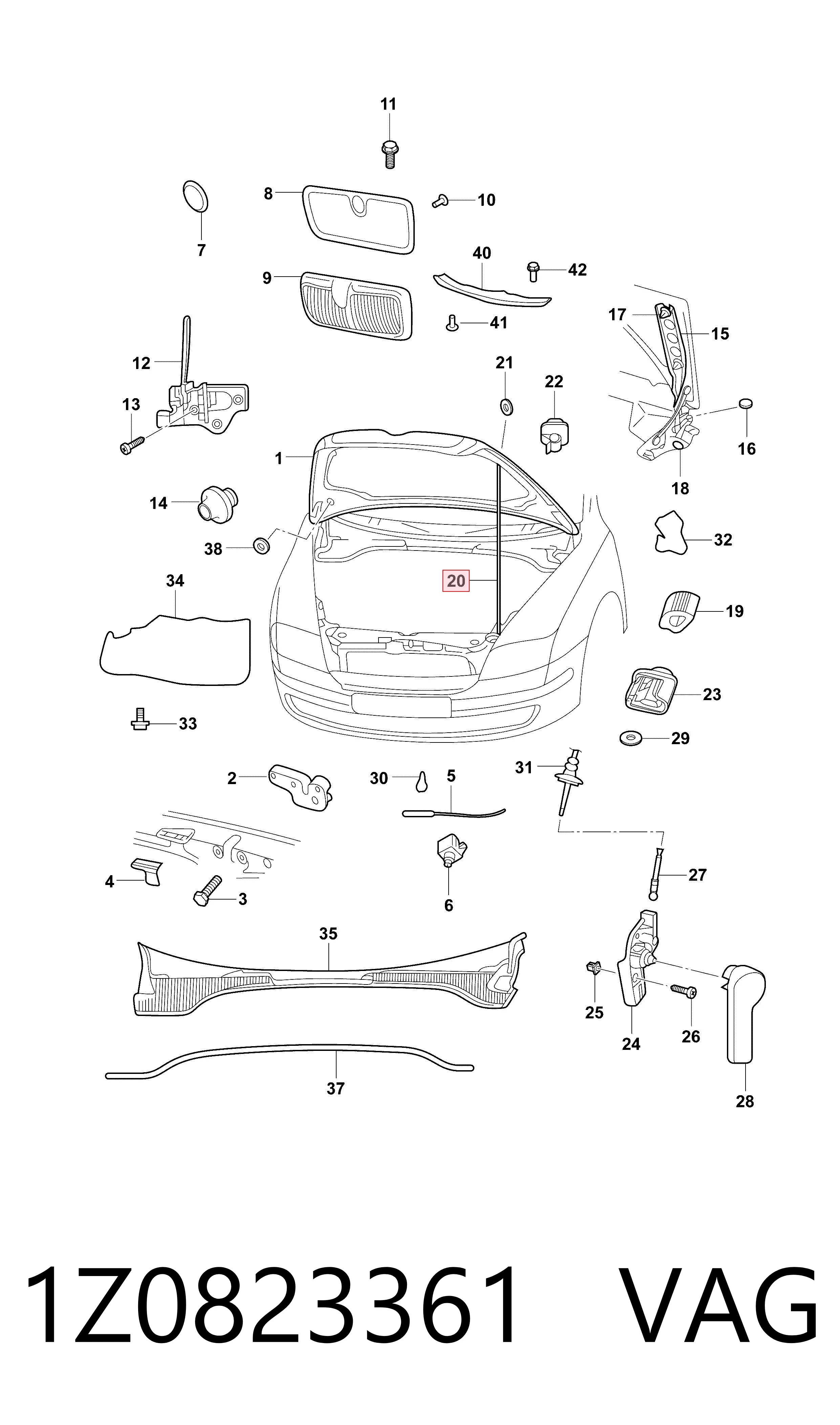 1Z0823361 VAG Apoio da capota