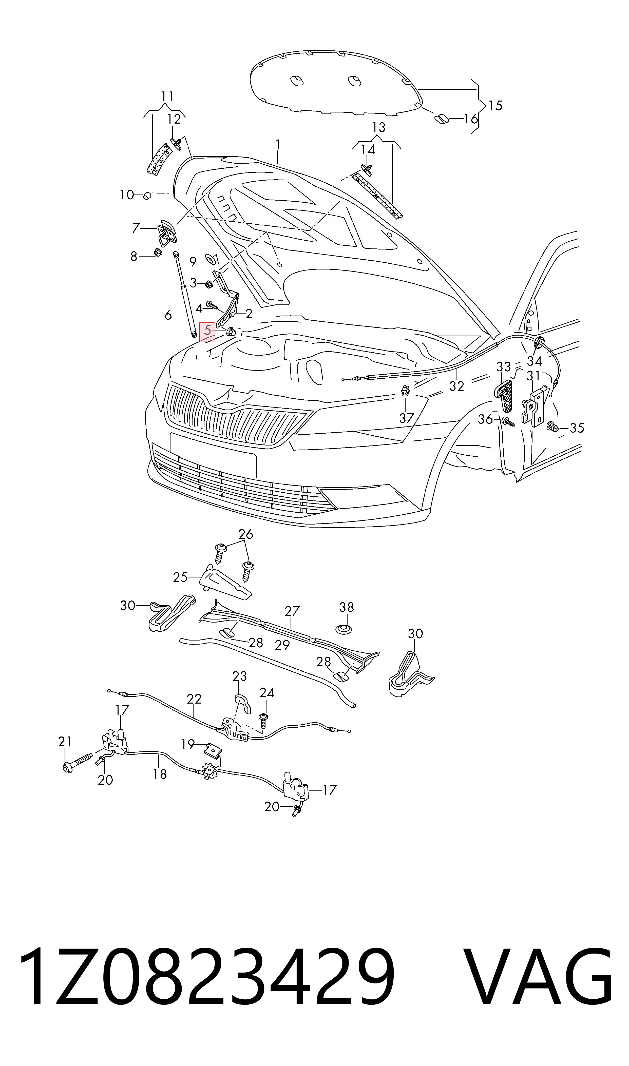 1Z0823429 VAG Pára-choque (grade de proteção) da capota