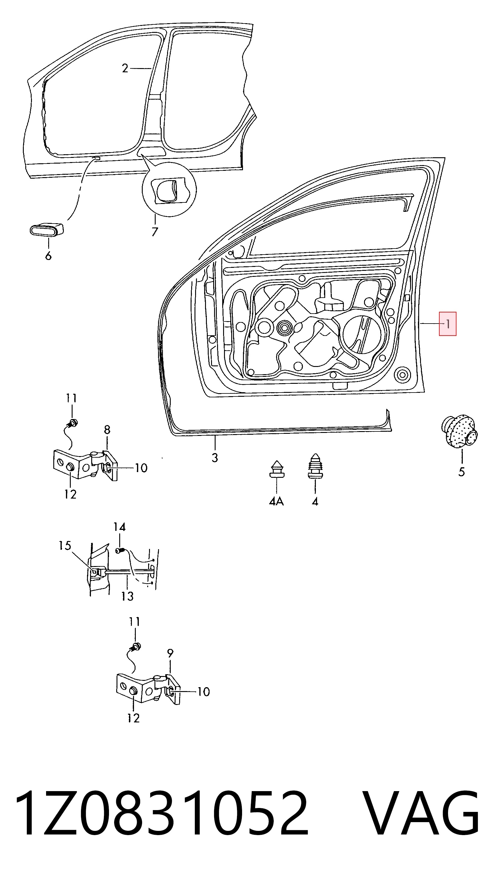 1Z0831052 VAG Porta dianteira direita