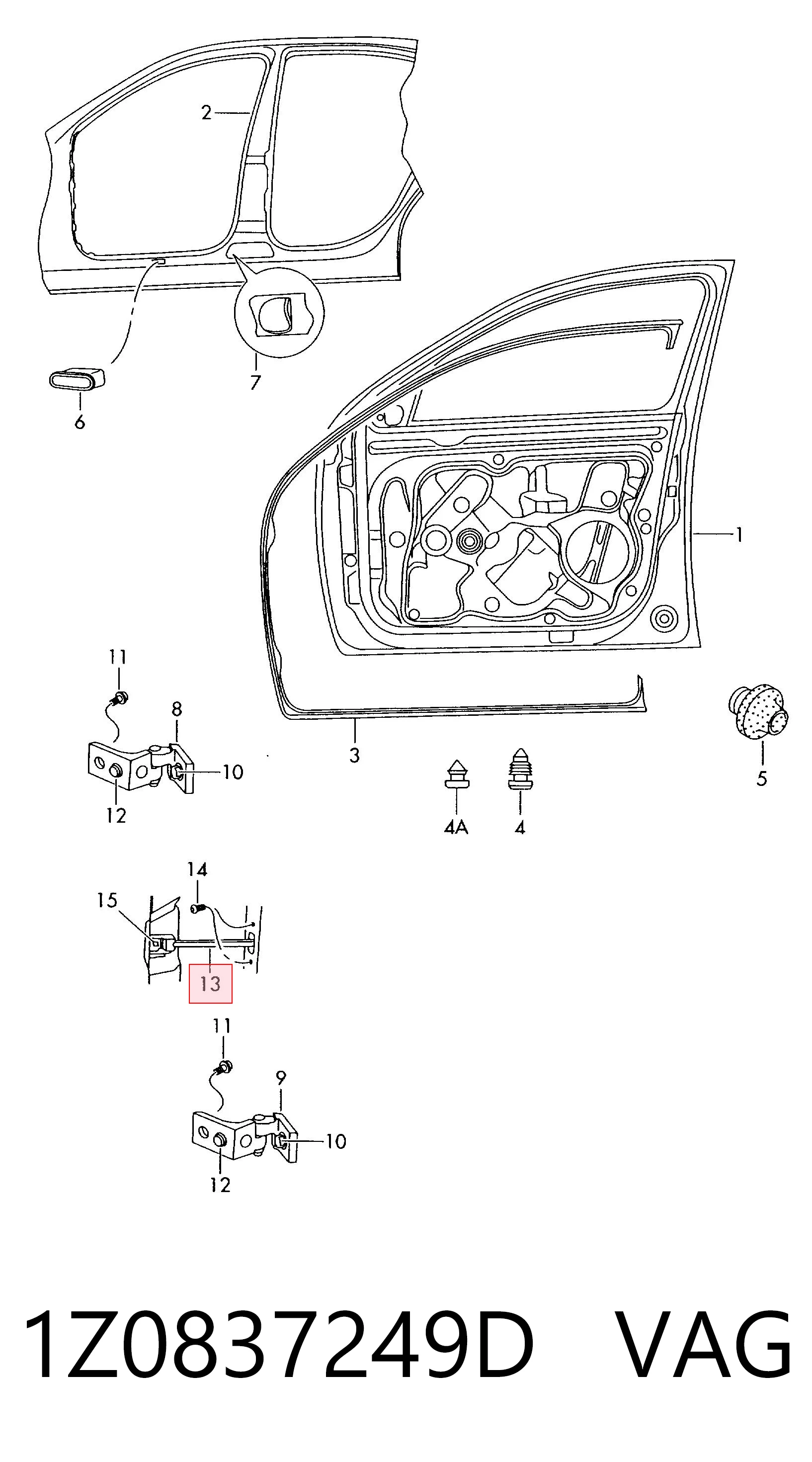 1Z0837249D VAG Limitador dianteiro de abertura de porta
