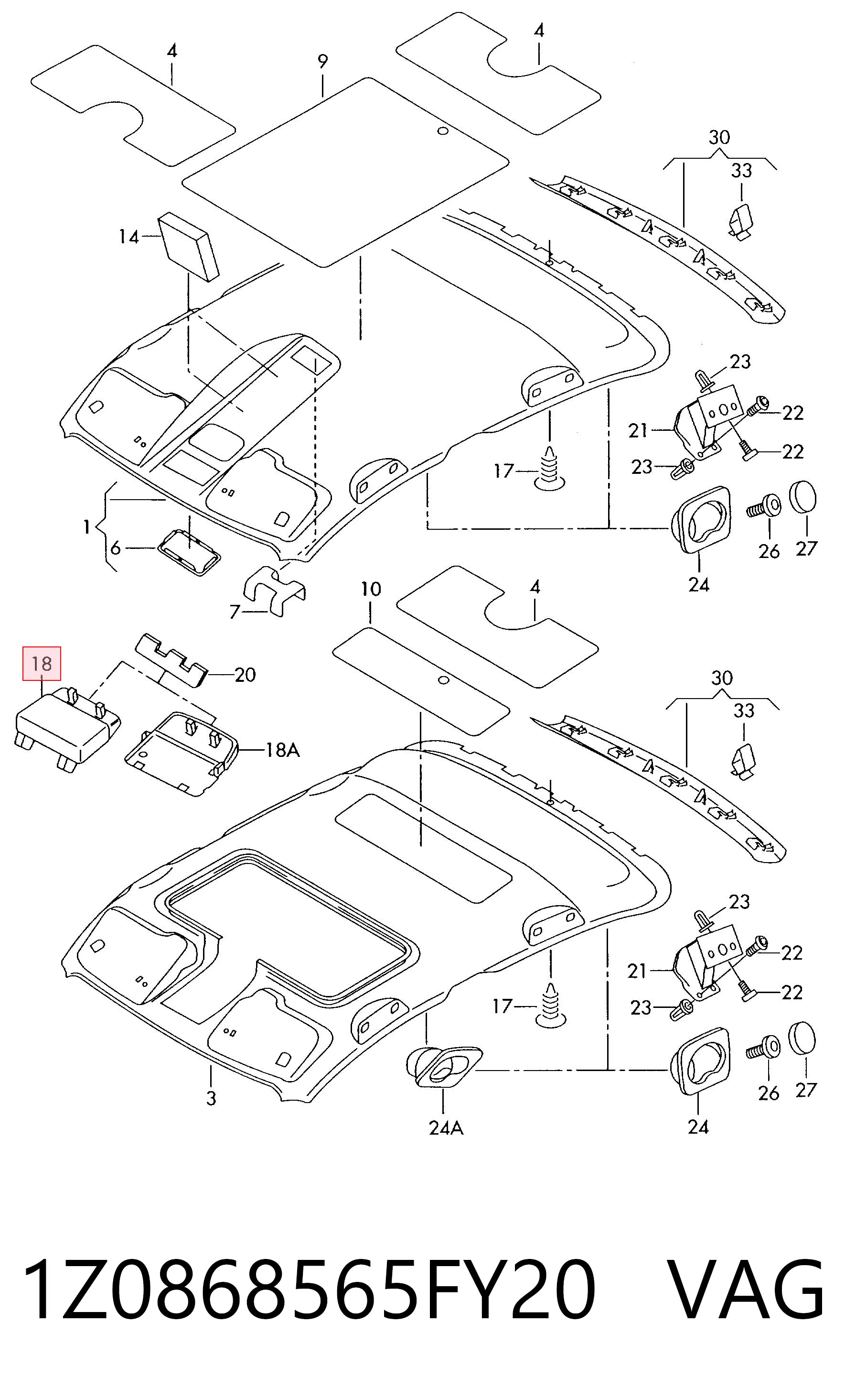 1Z0868565FY20 VAG Estojo para os óculos