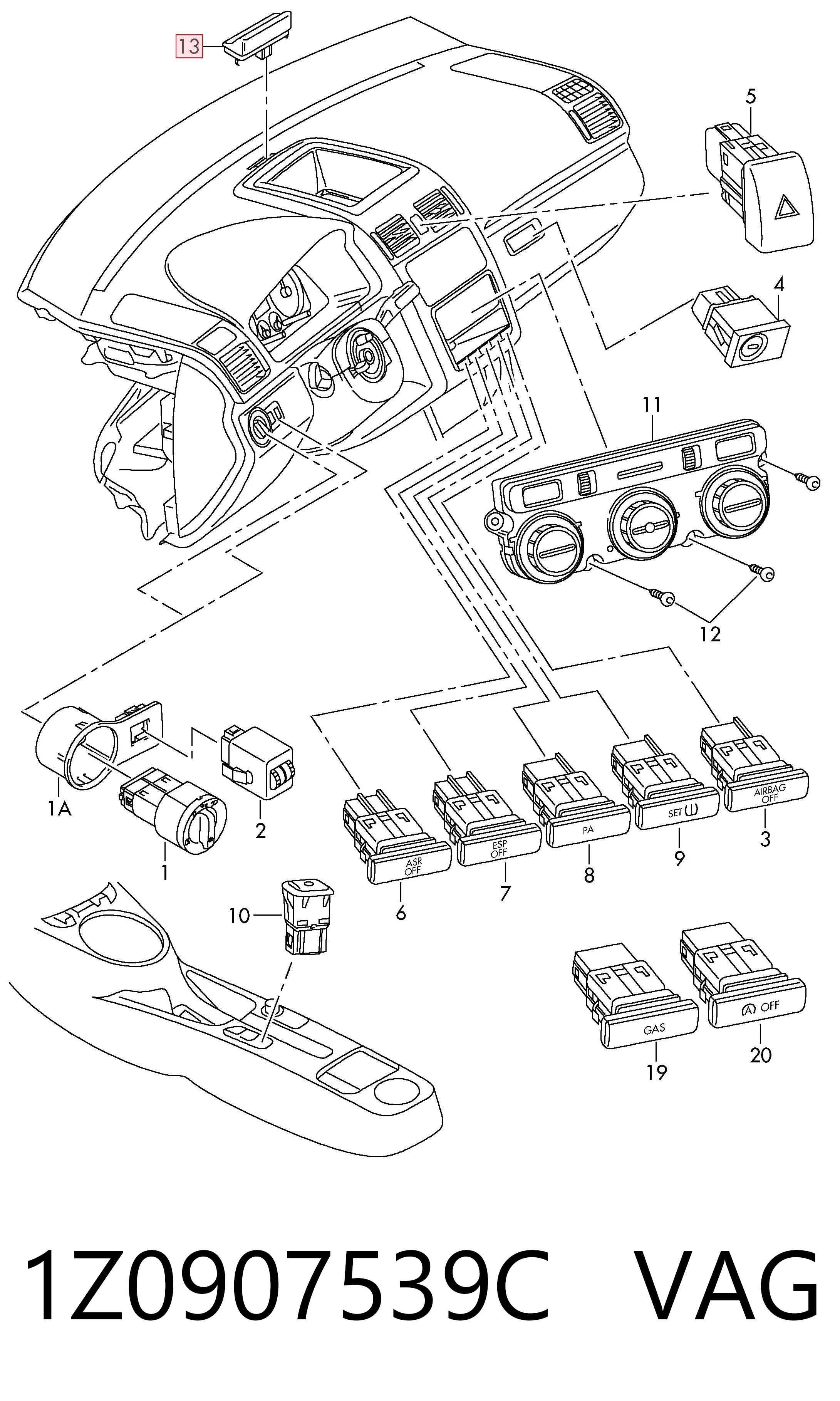 1Z0907539C VAG Sensor de iluminação