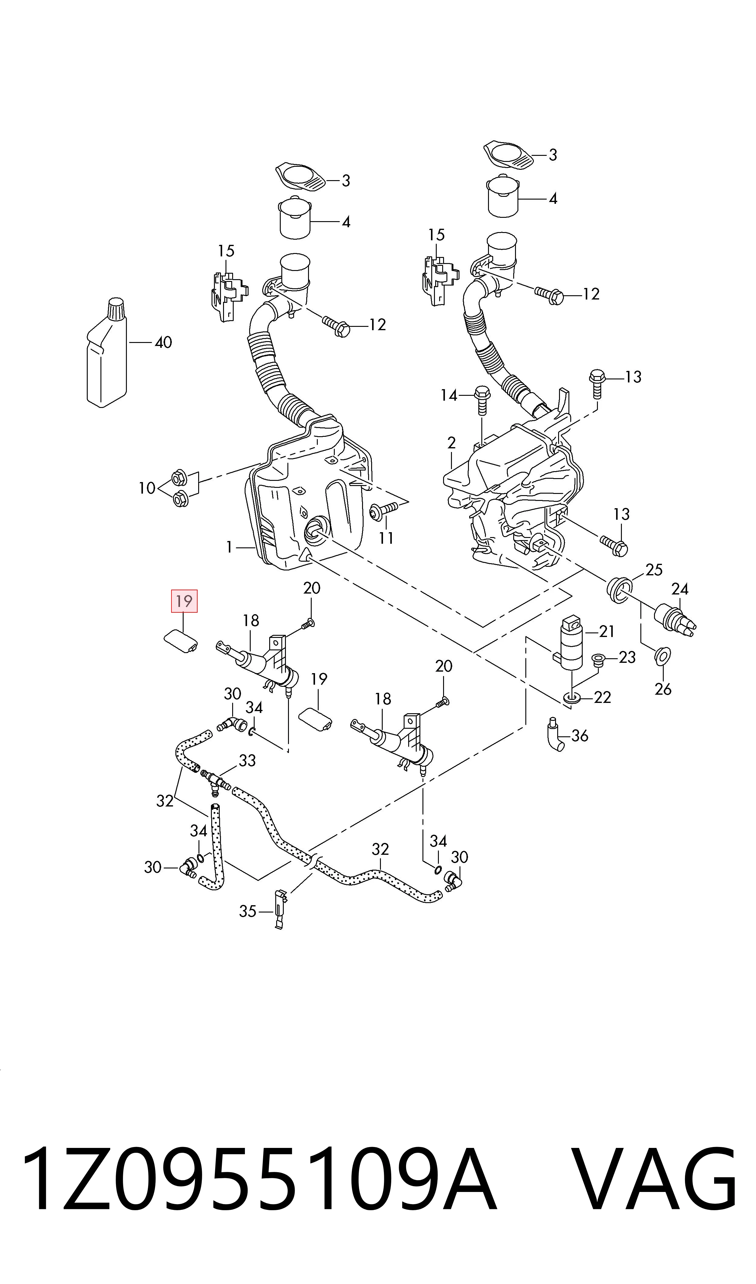 1Z0955109A VAG Placa sobreposta do injetor de fluido para lavador da luz dianteira