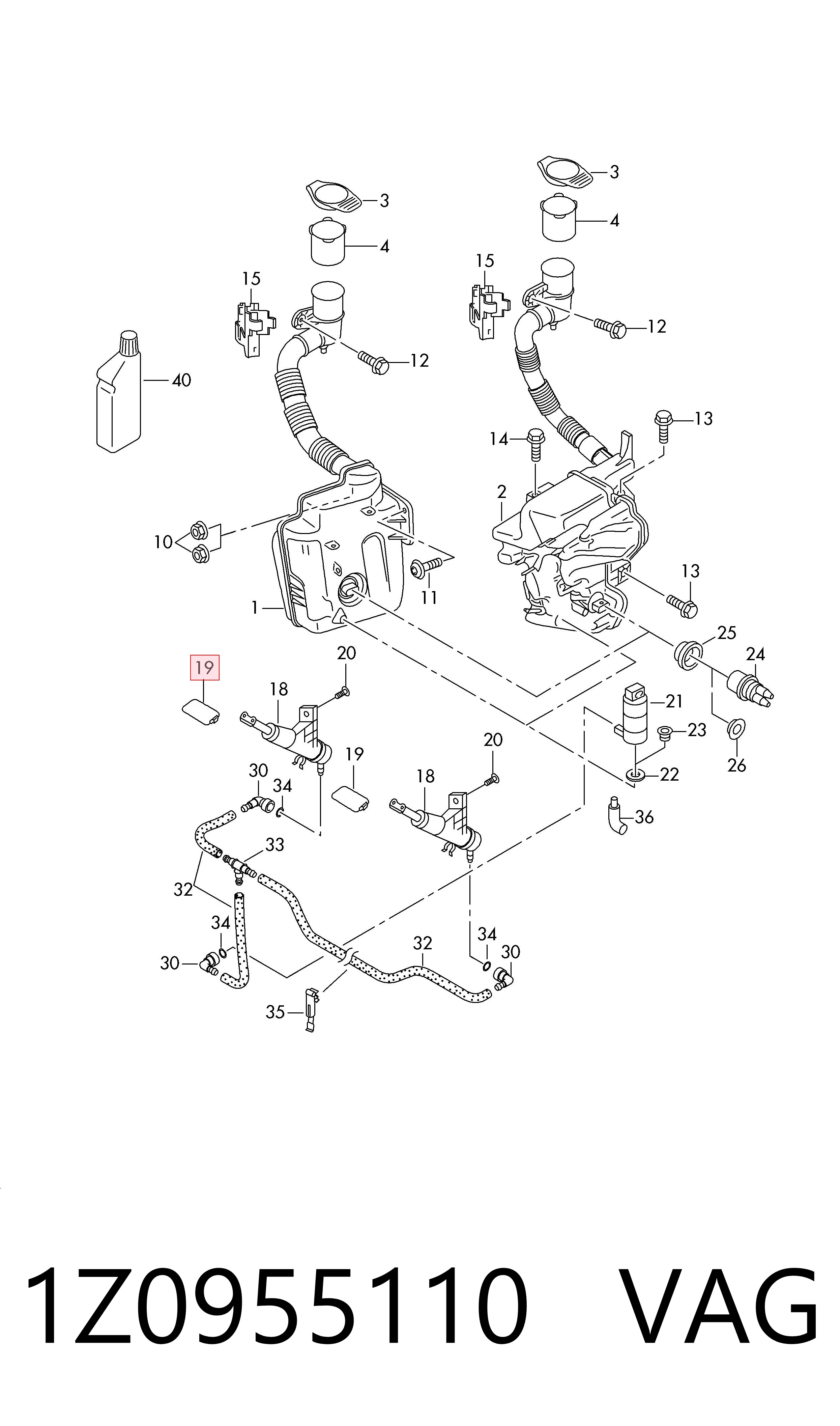 1Z0955110 VAG Placa sobreposta do injetor de fluido para lavador da luz dianteira