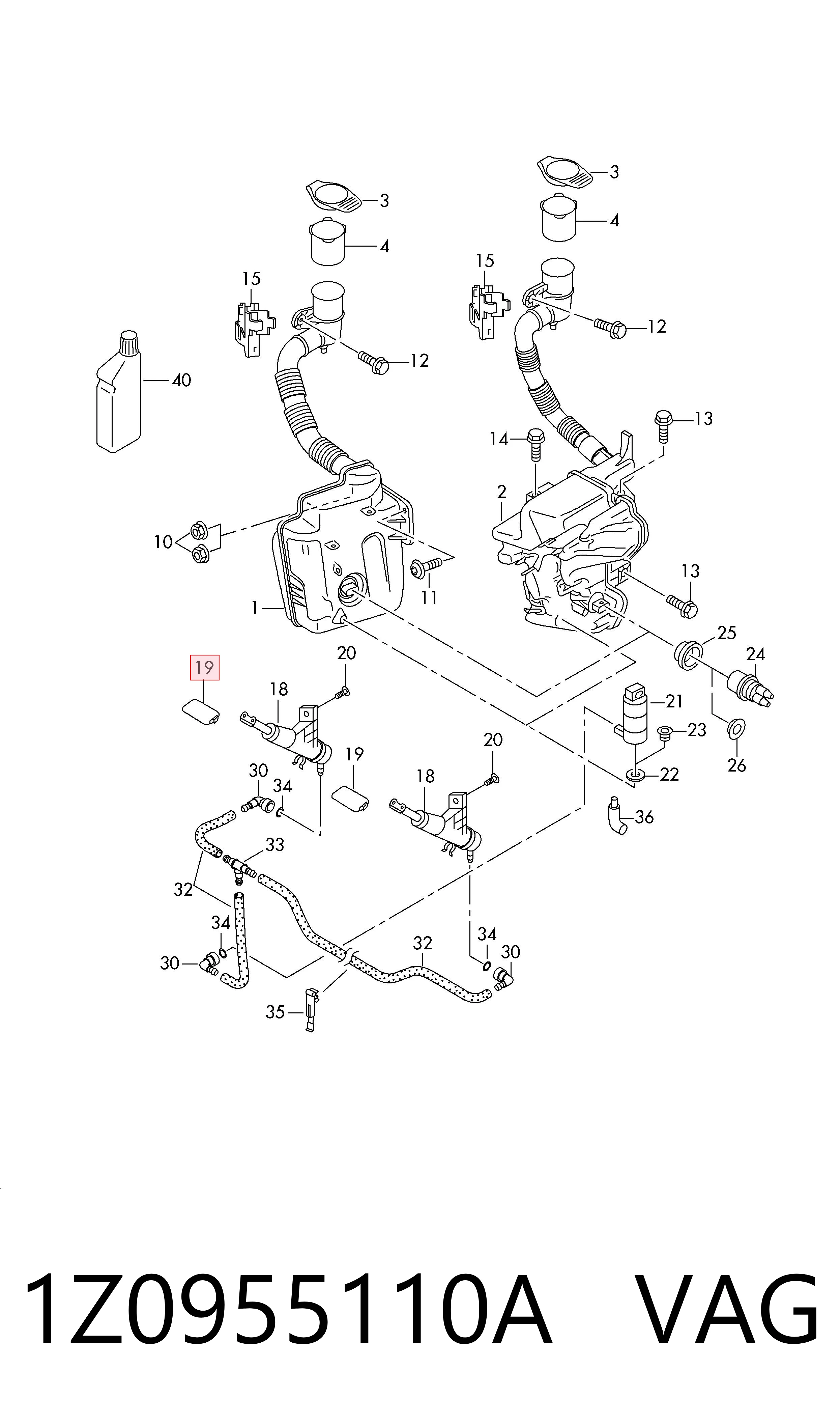 1Z0955110A VAG Placa sobreposta do injetor de fluido para lavador da luz dianteira
