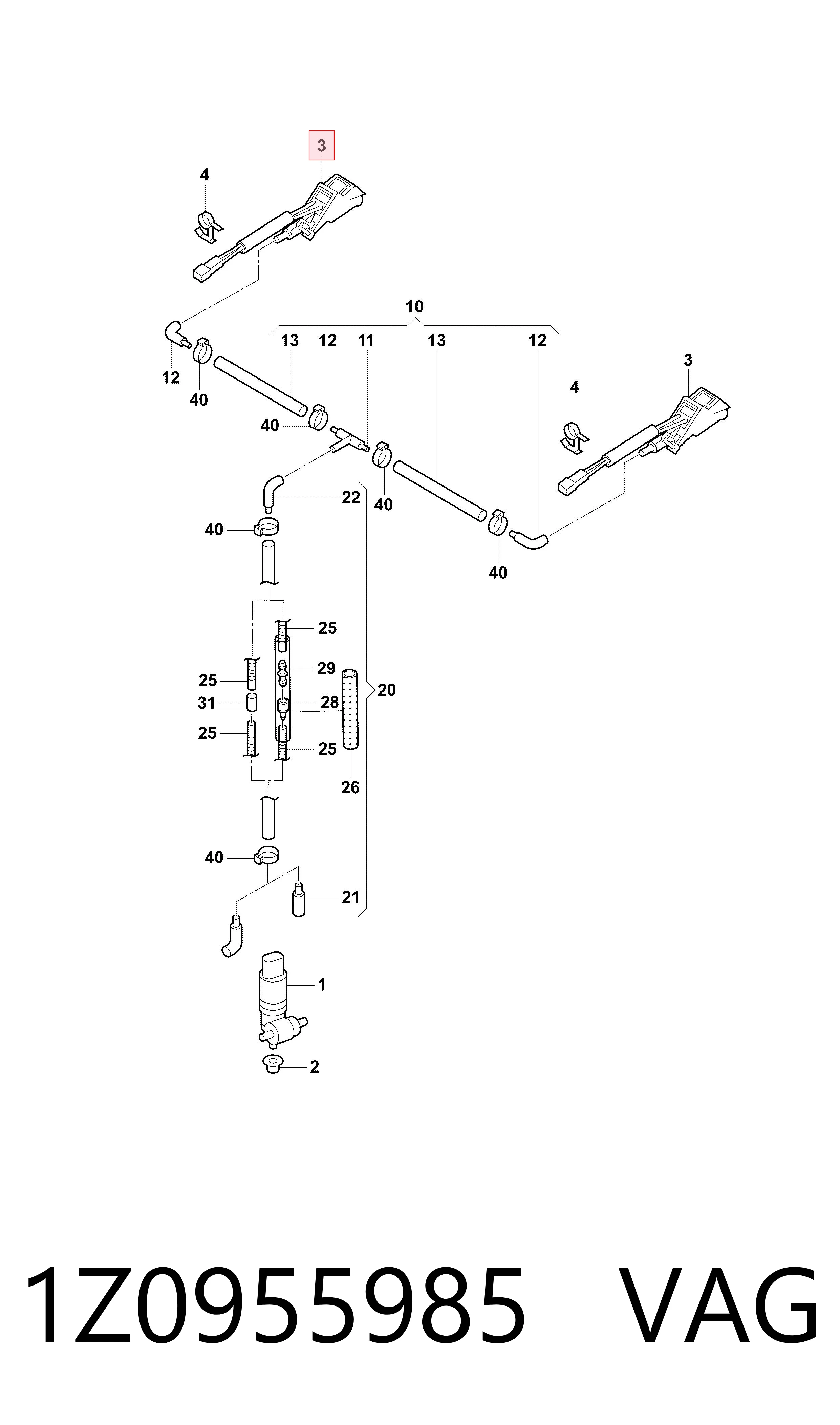 1Z0955985 VAG Injetor de fluido para lavador de pára-brisas