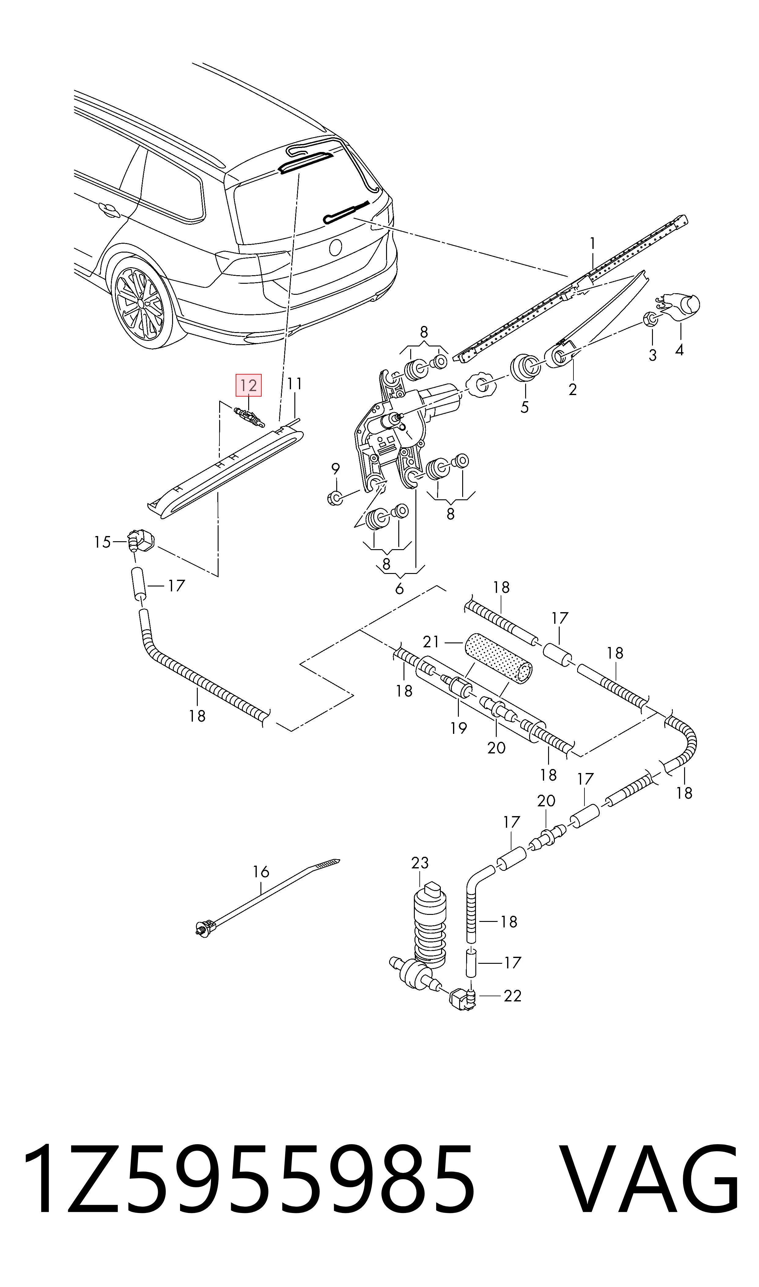 1Z5955985 VAG Injetor de fluido para lavador de vidro traseiro