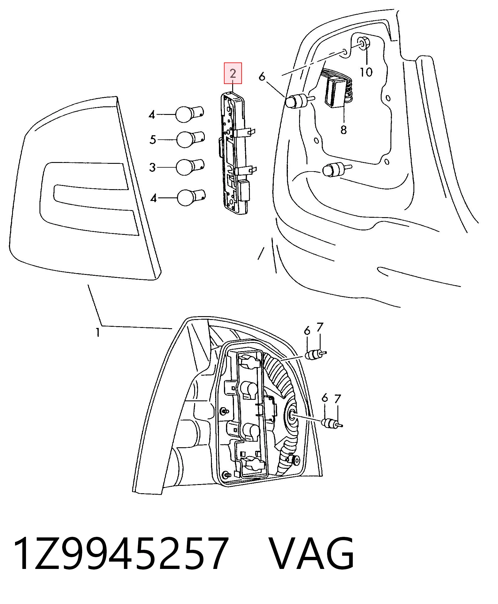 1Z9945257 VAG Circuito de contato da luz traseira