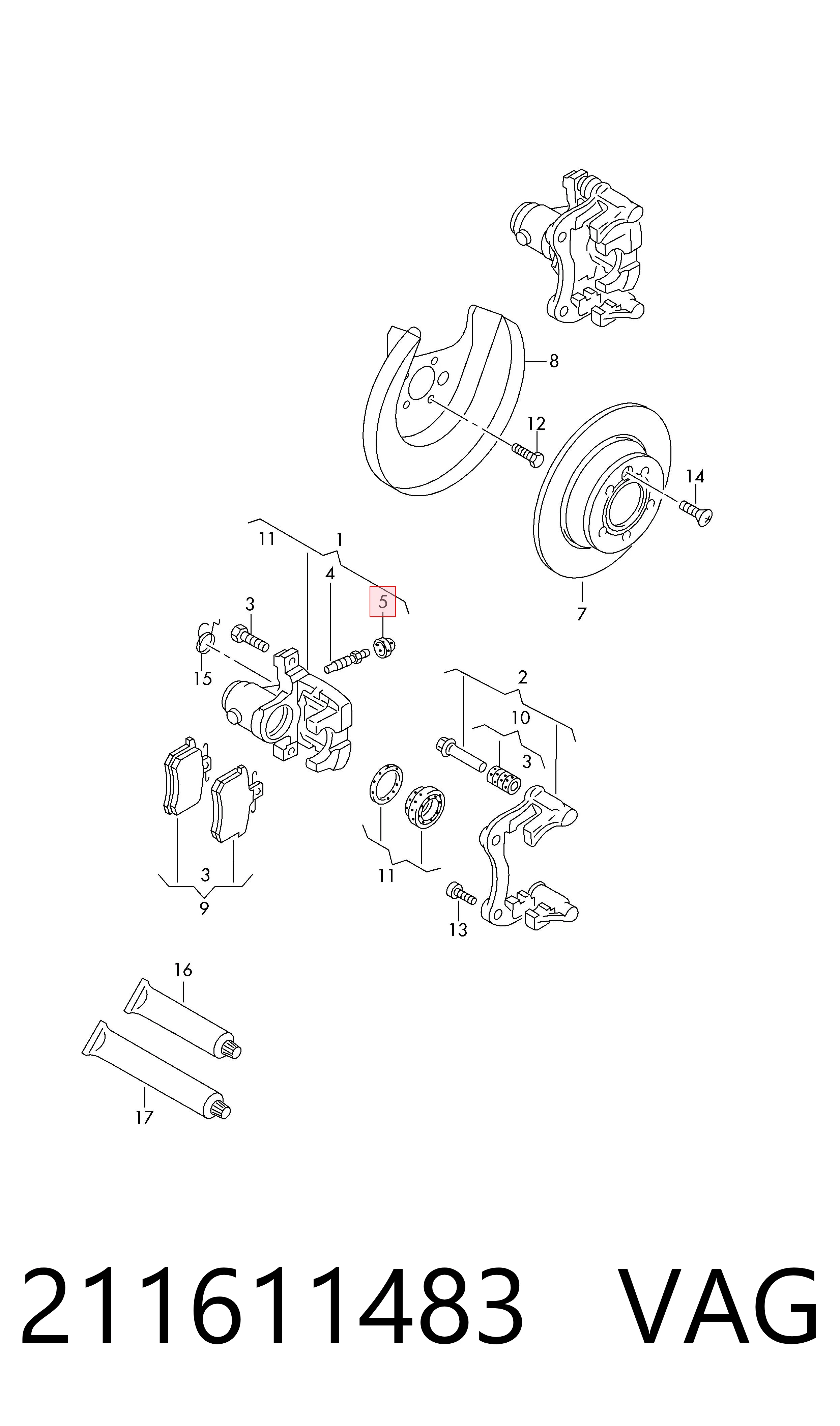 211611483 VAG Kit de reparação de suporte do freio dianteiro