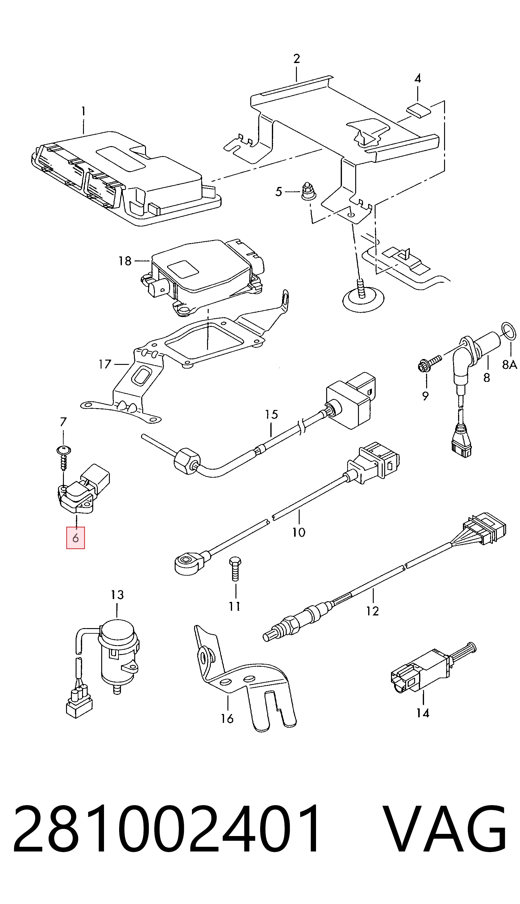 281002401 VAG Sensor de pressão de supercompressão