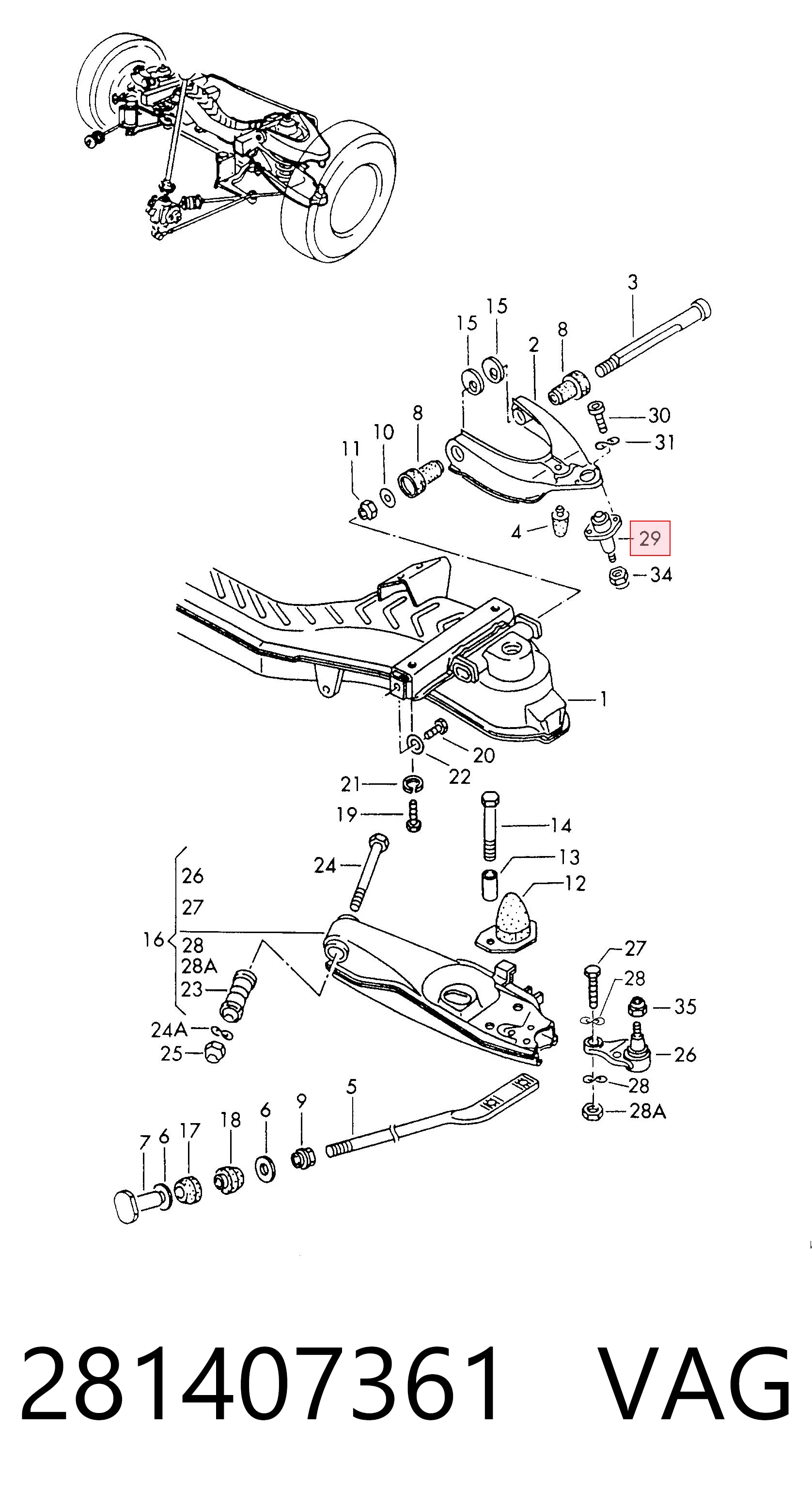 Suporte de esfera superior Volkswagen LT I 281-363, 21A, 21B, 21D, 21E ao melhor preço