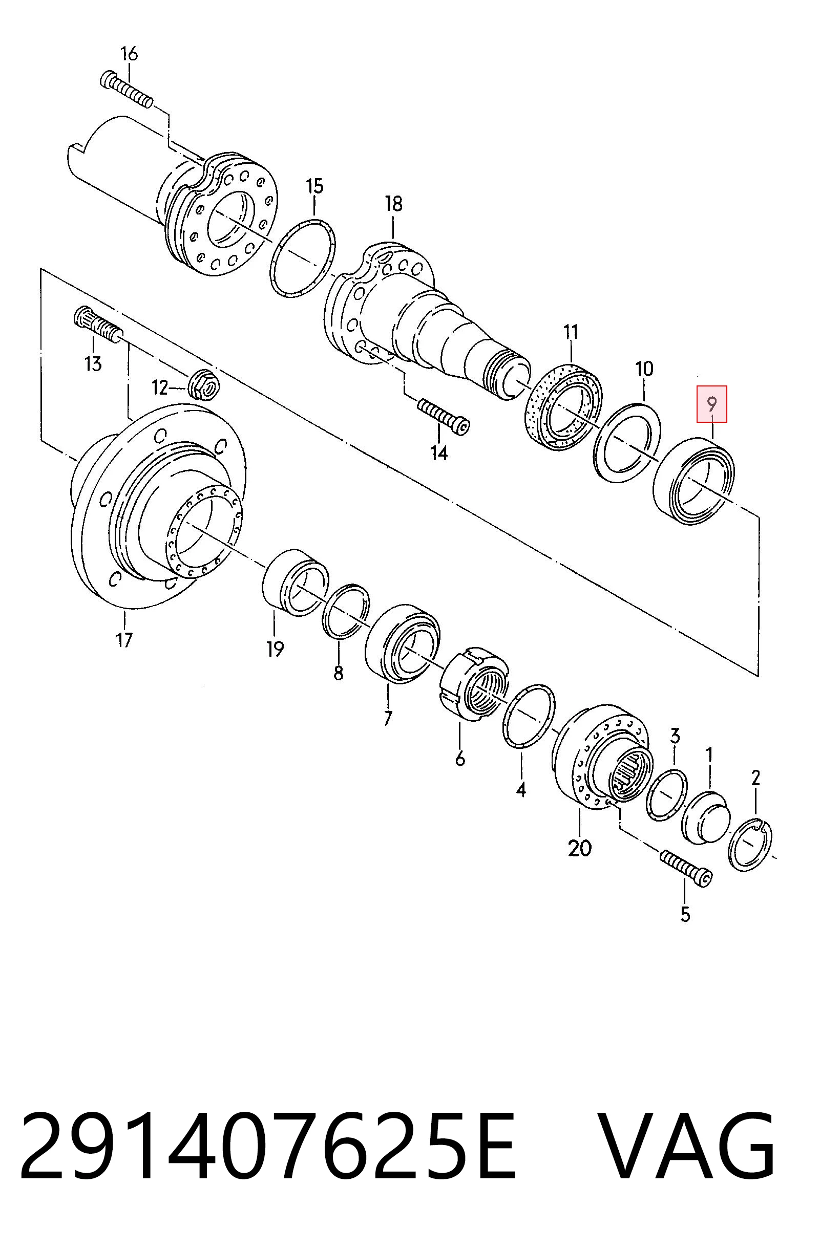 Rolamento de cubo traseiro Volkswagen LT I 281-363, 21A, 21B, 21D, 21E ao melhor preço