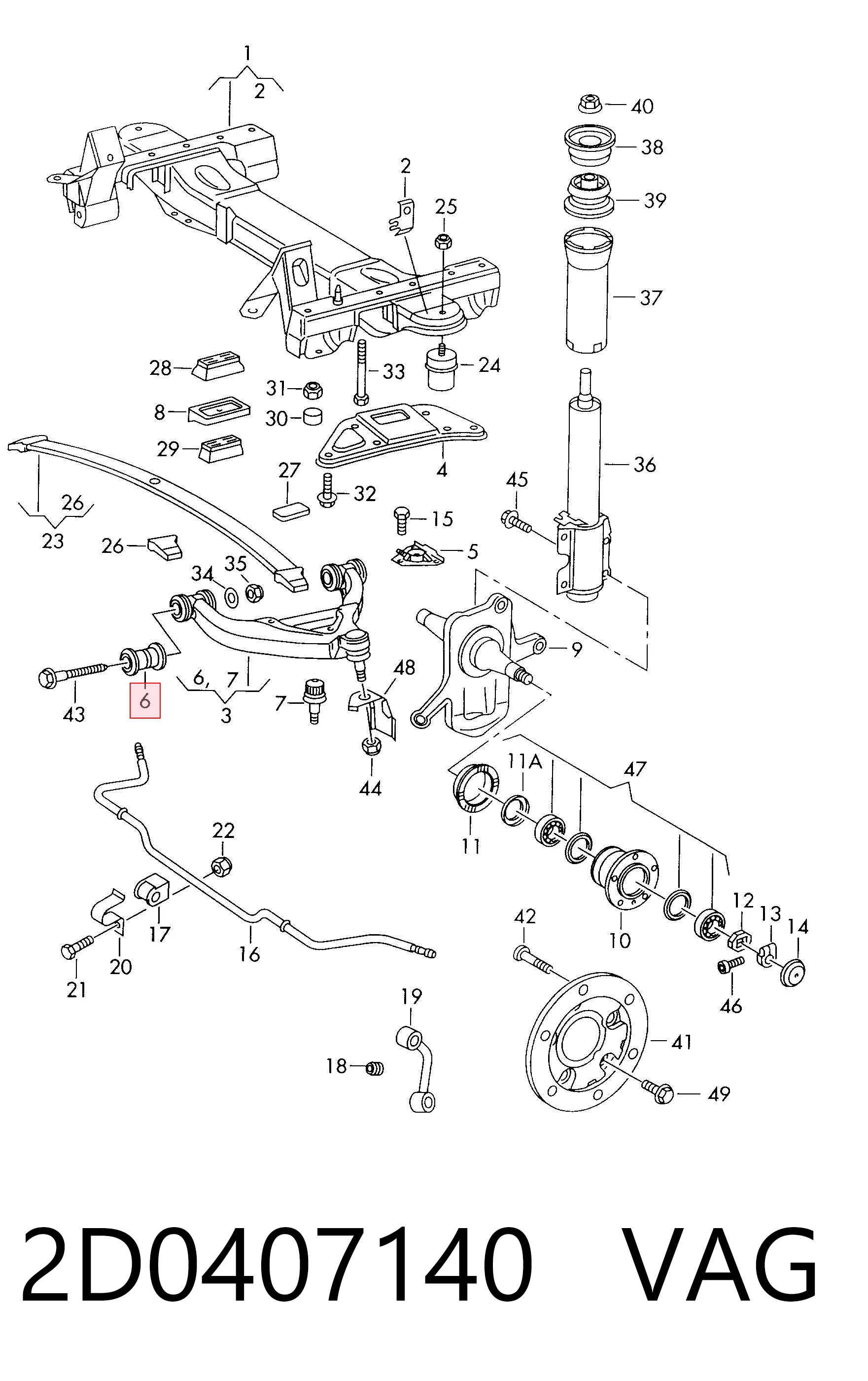 Bloco silencioso dianteiro do braço oscilante inferior para Volkswagen LT 2DB, 2DE, 2DK