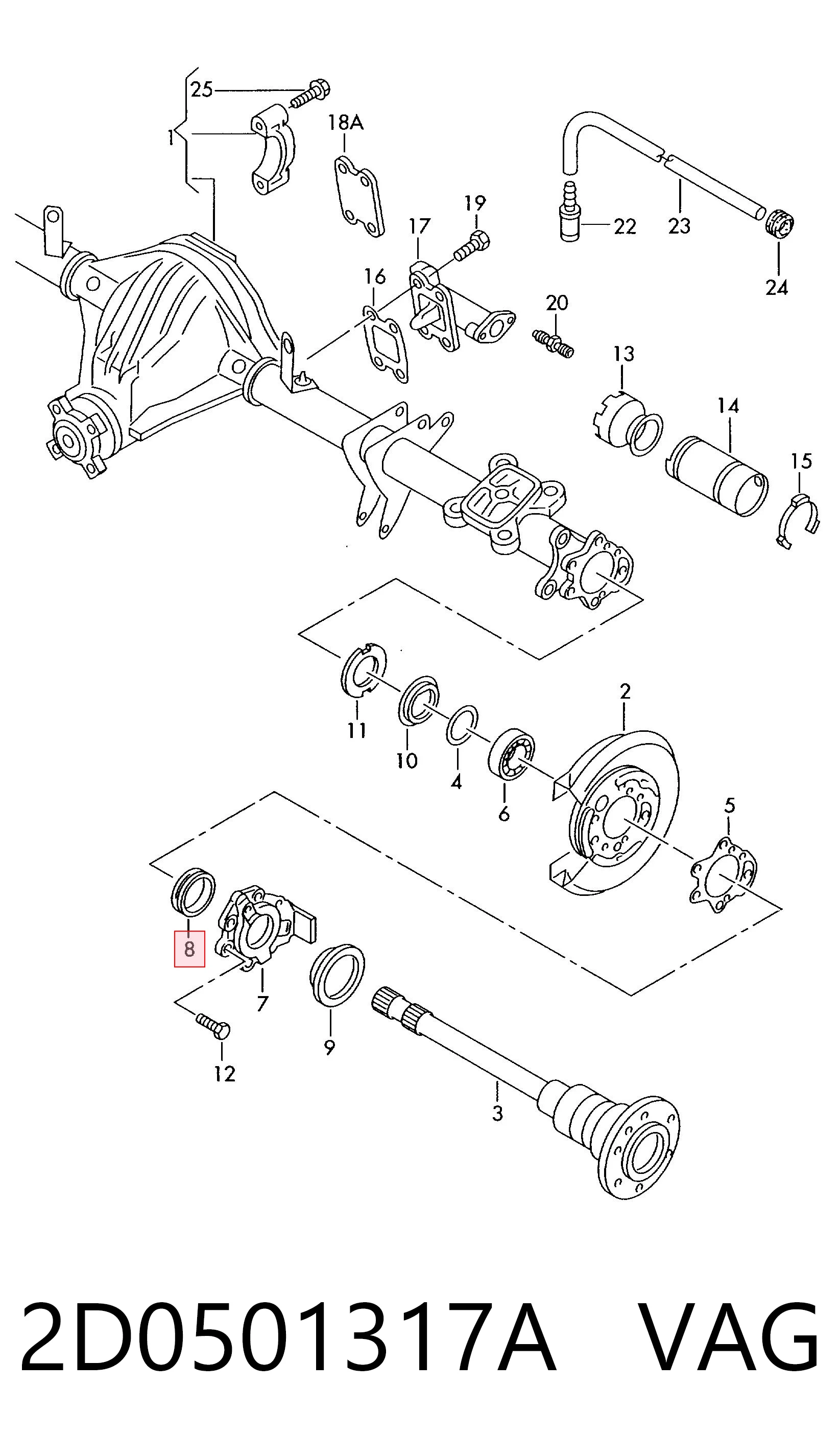 2D0501317A VAG Bucim de cubo traseiro