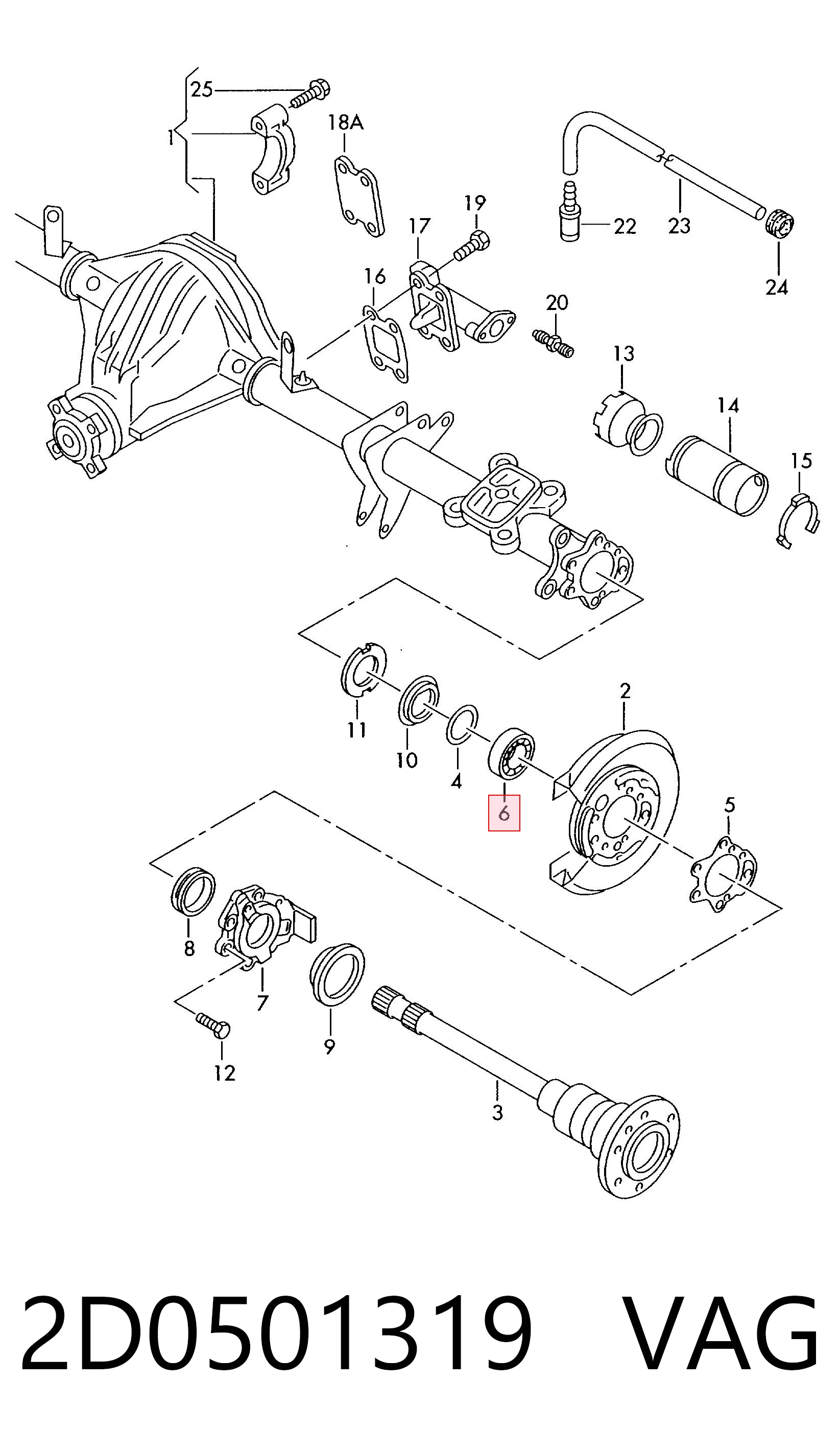 2D0501319 VAG Rolamento de cubo traseiro