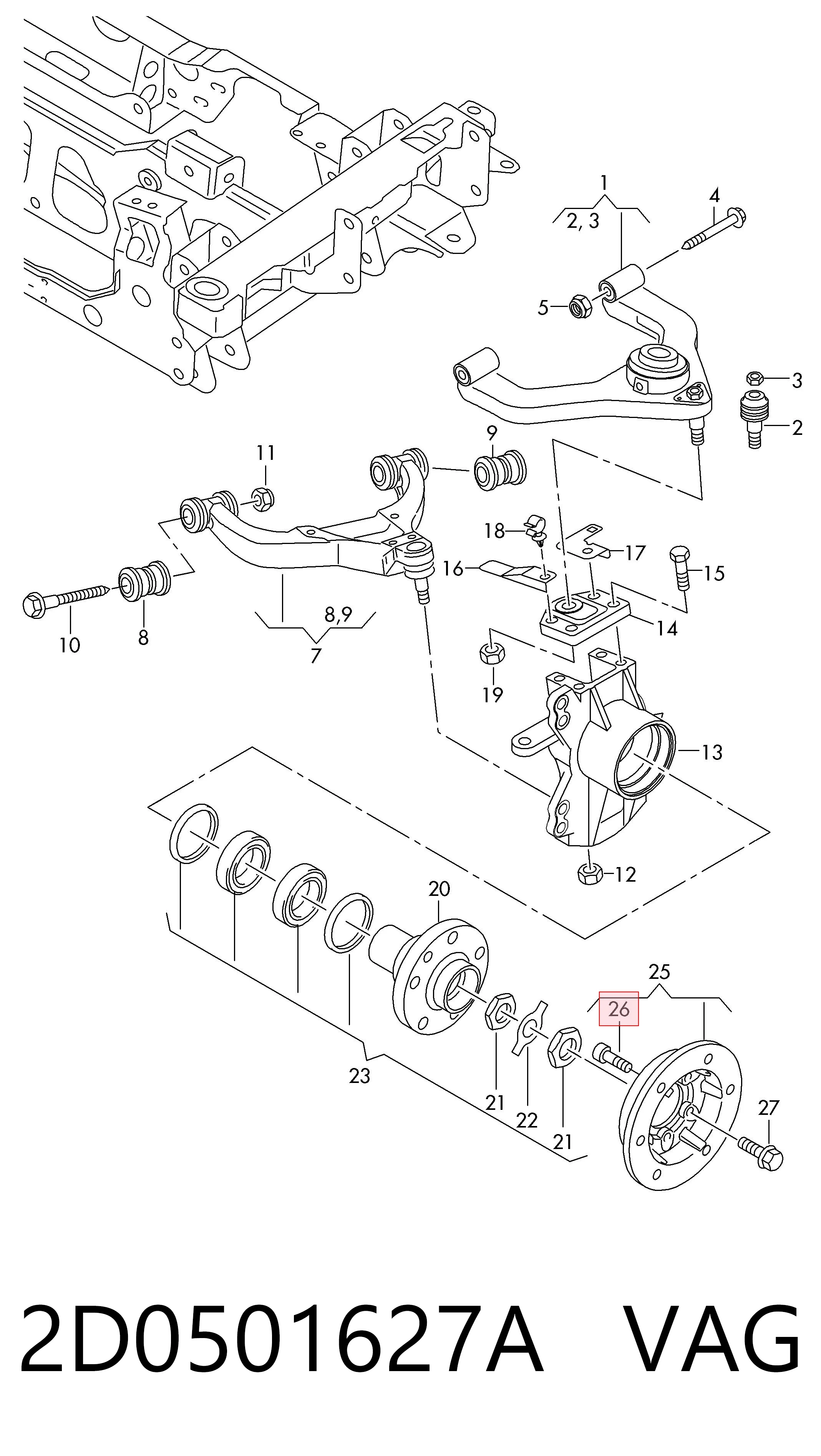 Parafuso de roda 2D0501627A VAG