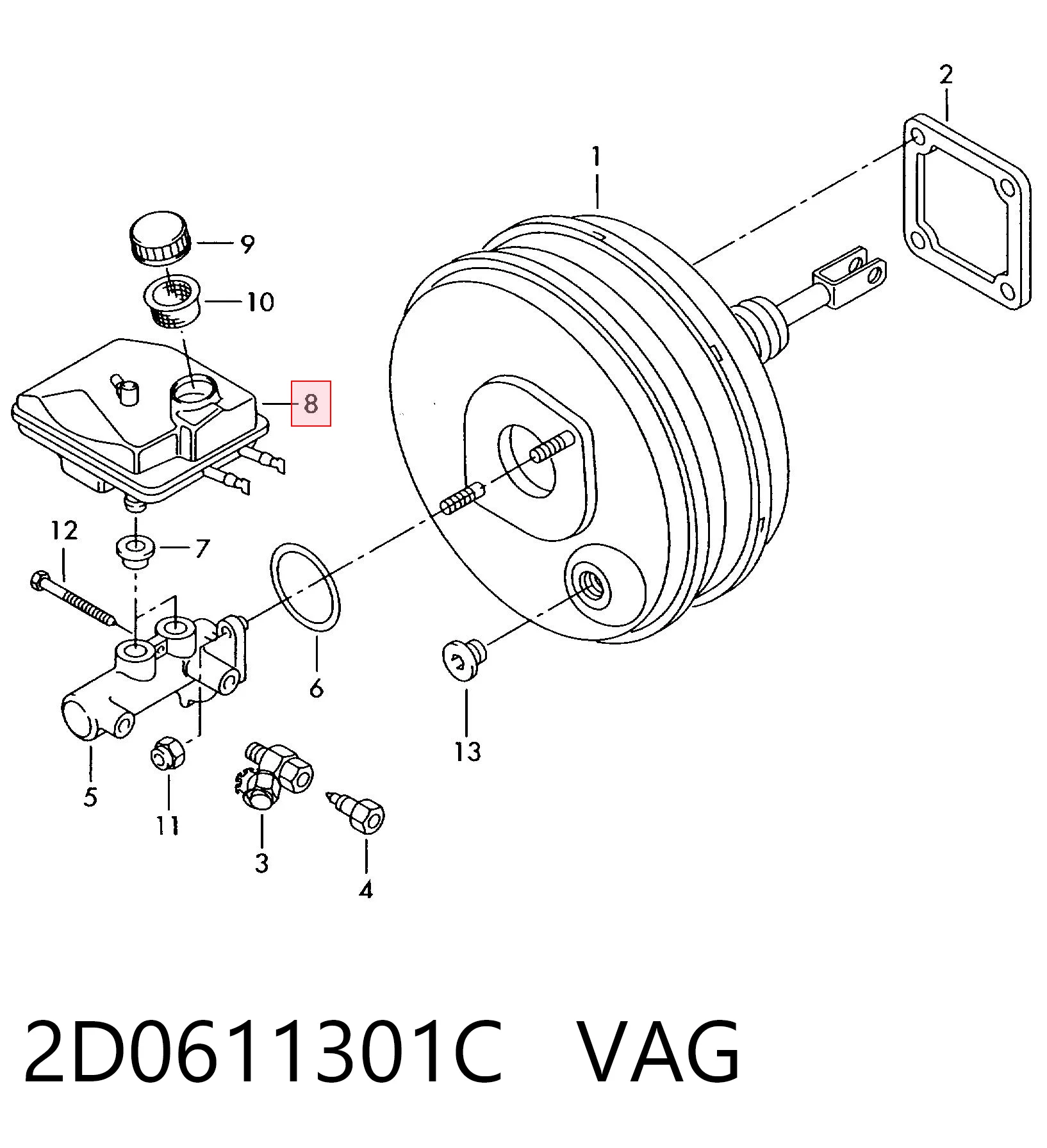 Tanque de cilindro mestre do freio (de fluido de freio) Volkswagen LT II 2DB, 2DE, 2DK ao melhor preço