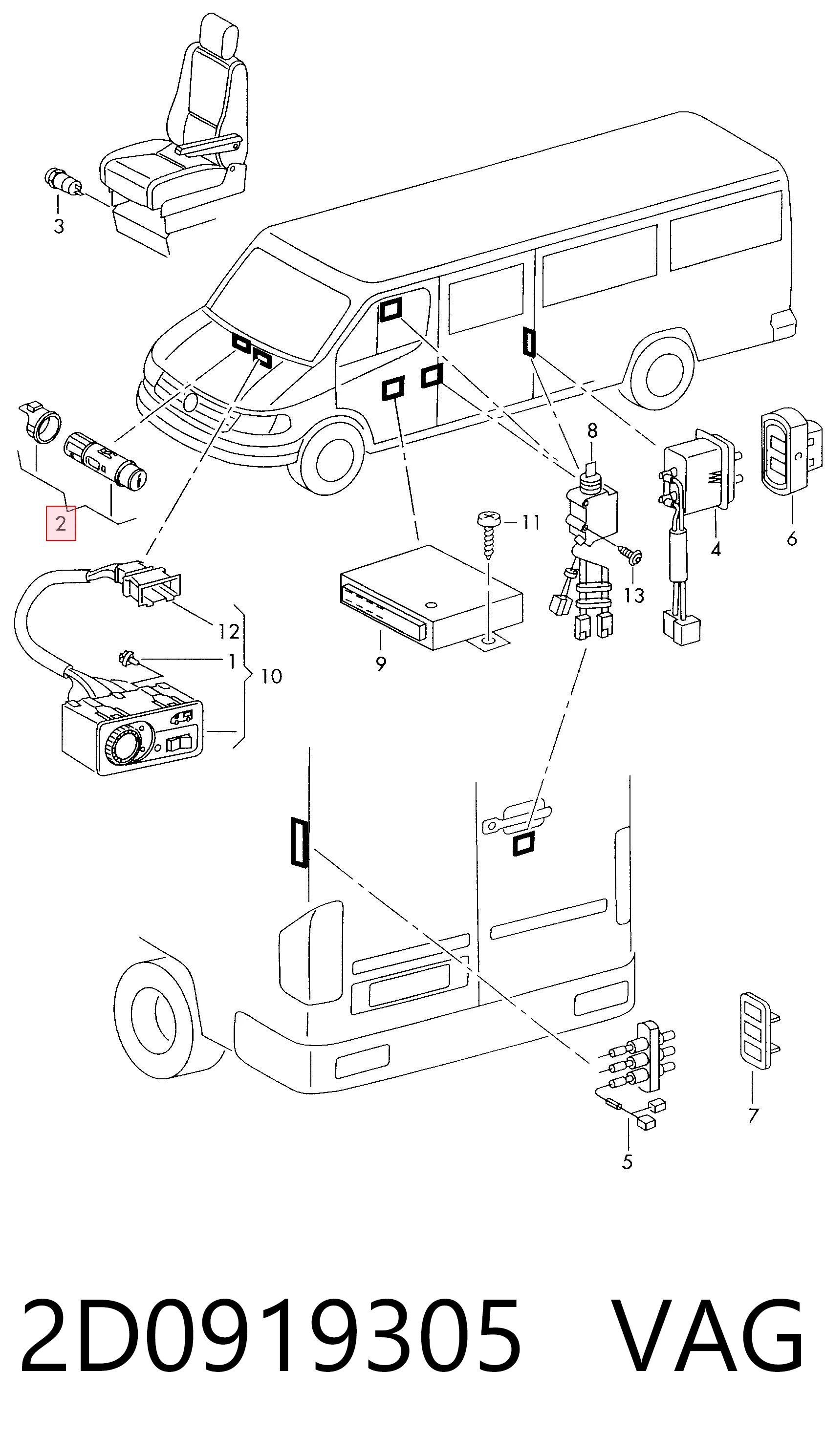 Acendedor de cigarros Volkswagen LT II 2DB, 2DE, 2DK ao melhor preço