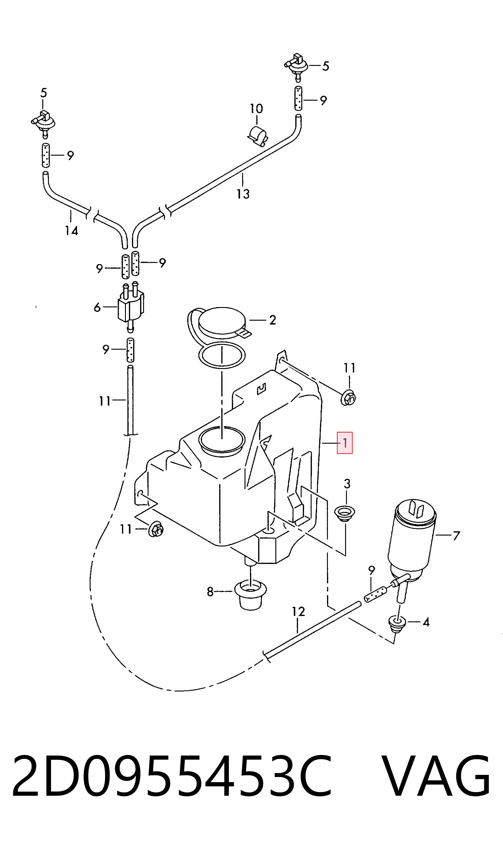 Tanque de fluido para lavador de vidro Volkswagen LT II 2DB, 2DE, 2DK ao melhor preço
