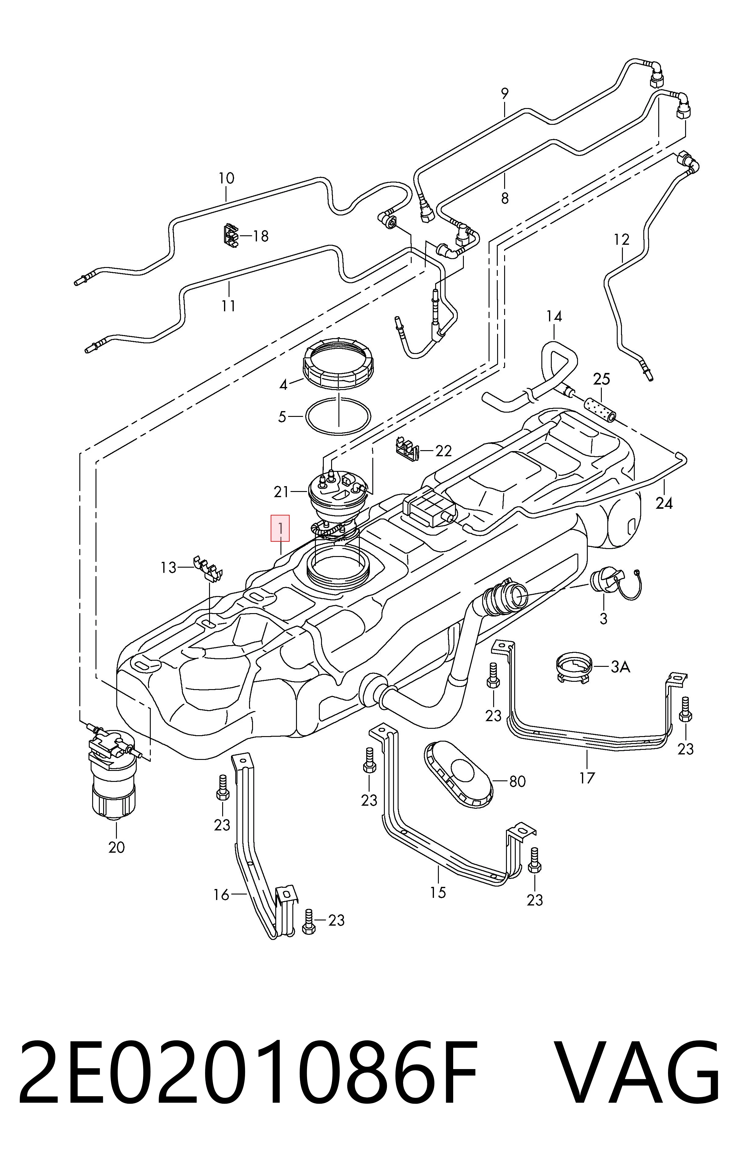 Tanque de combustível para Volkswagen Crafter 2F, 2FC, 2FF, 2FG,2FL, 2FM