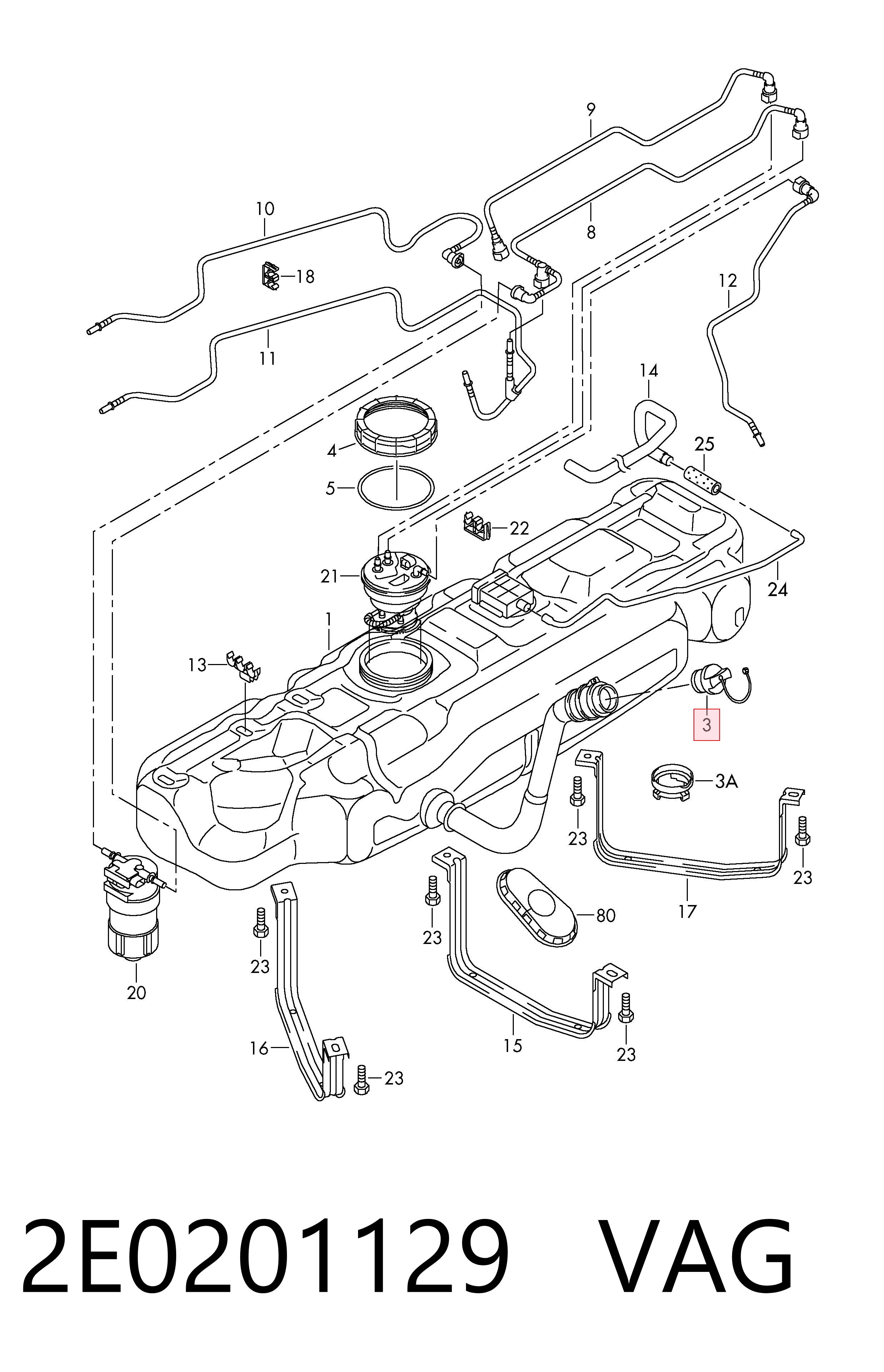 Tampa (tampão) do tanque de combustível Volkswagen Crafter 30-35 2E, 2EE, 2EK