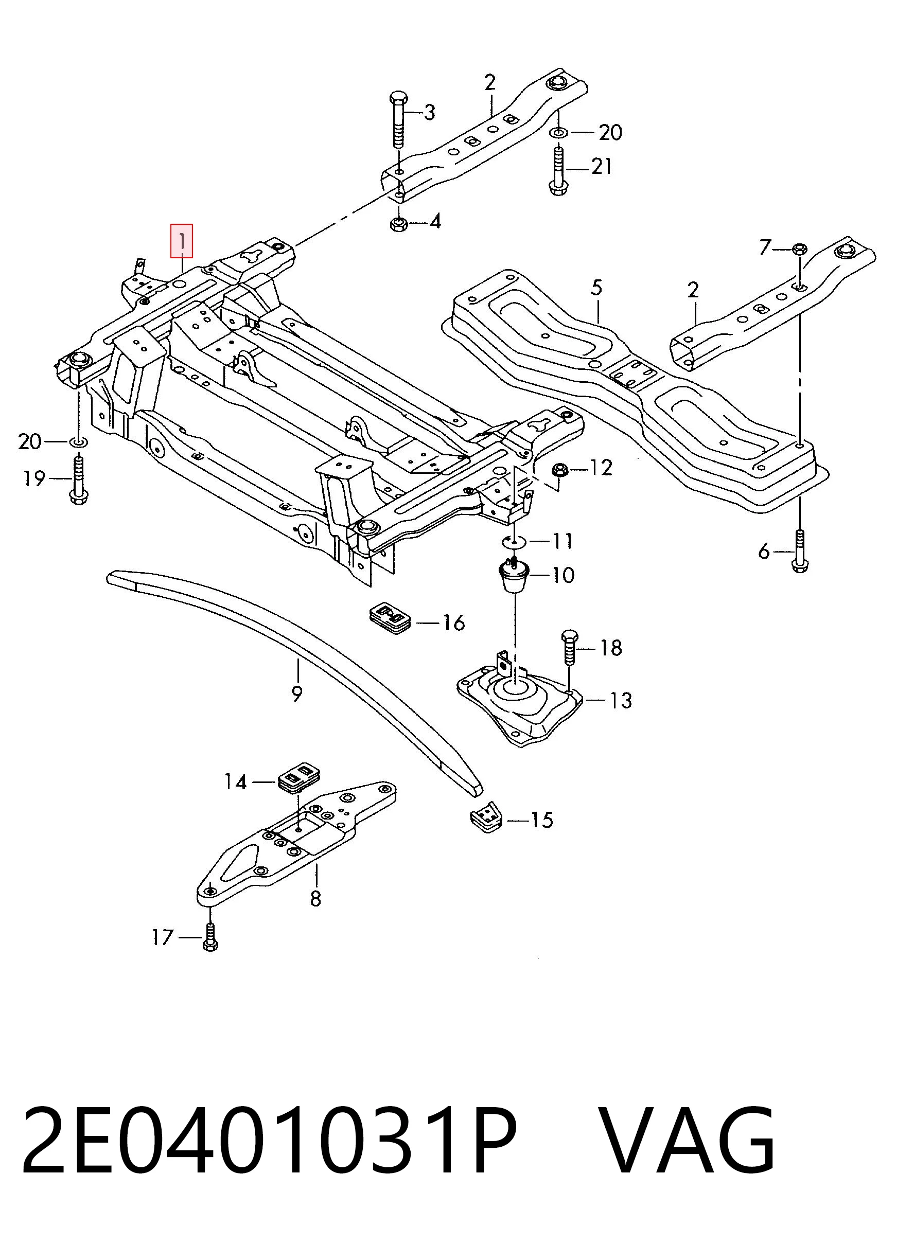 Viga de suspensão dianteira (plataforma veicular) para Volkswagen Crafter 2F, 2FC, 2FF, 2FG,2FL, 2FM
