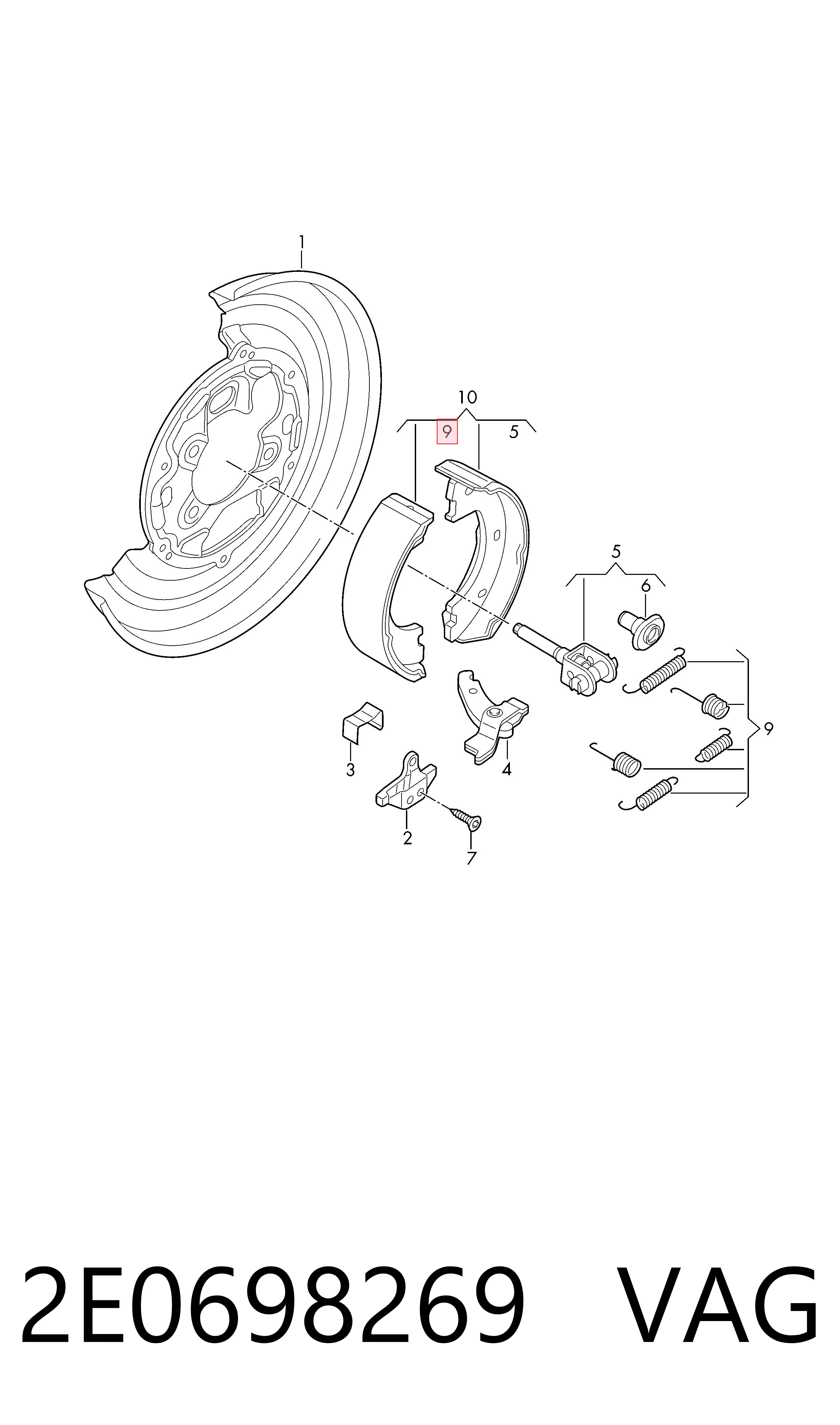 Kit de montagem das sapatas traseiras de tambor Mercedes Sprinter II 3,5-t сaixa (906) (2006 - 2020) II 3,5-t