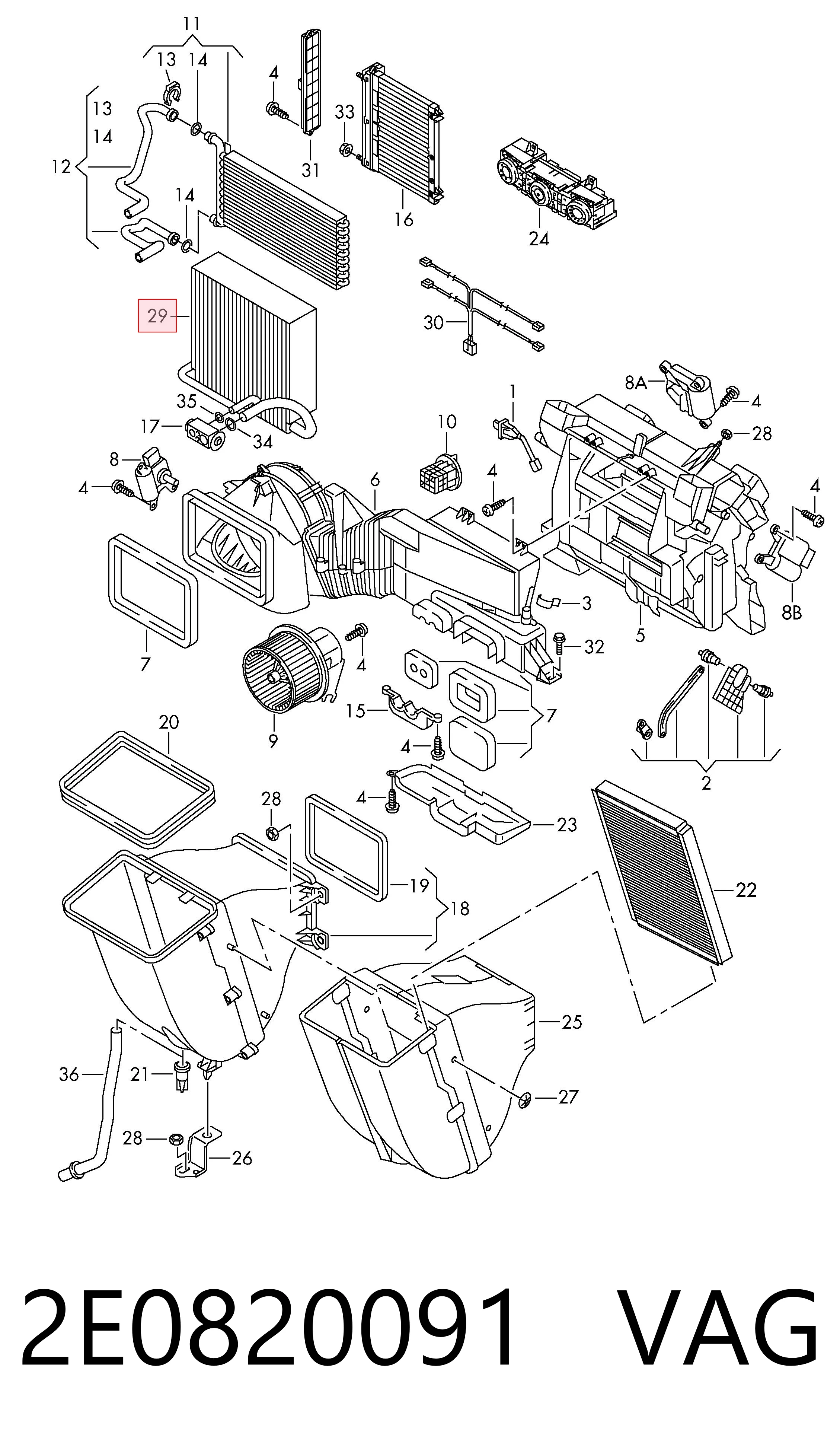 K68012685AA Fiat/Alfa/Lancia Vaporizador de aparelho de ar condicionado