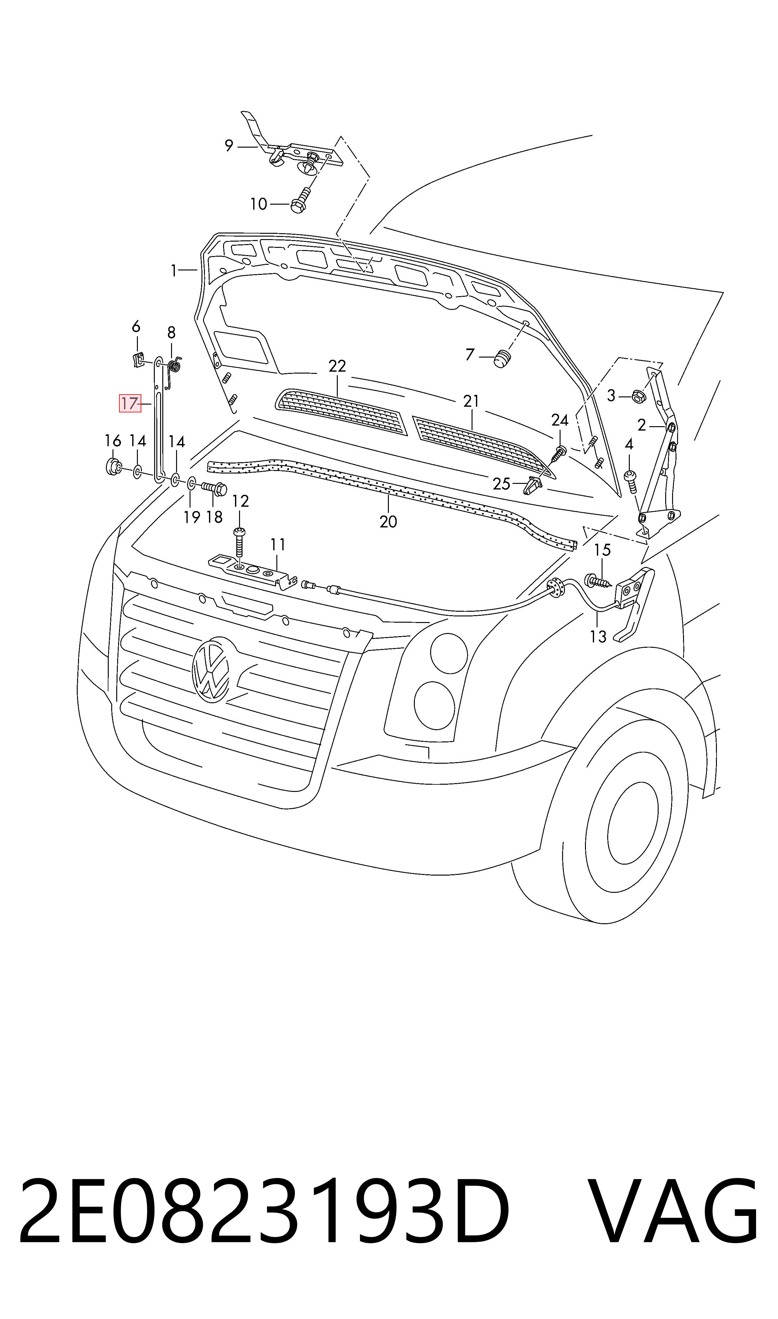 Amortecedor da capota Volkswagen Crafter  2F, 2FC, 2FF, 2FG,2FL, 2FM ao melhor preço