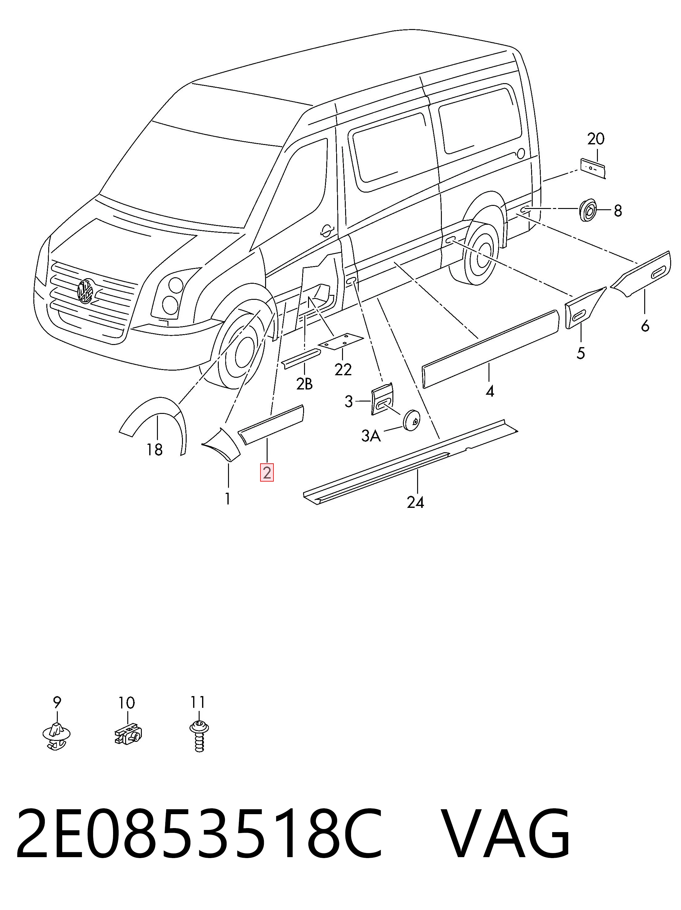 Moldura da porta dianteira direita inferior Mercedes 9066905082 preço, a partir de 51,95 USD
