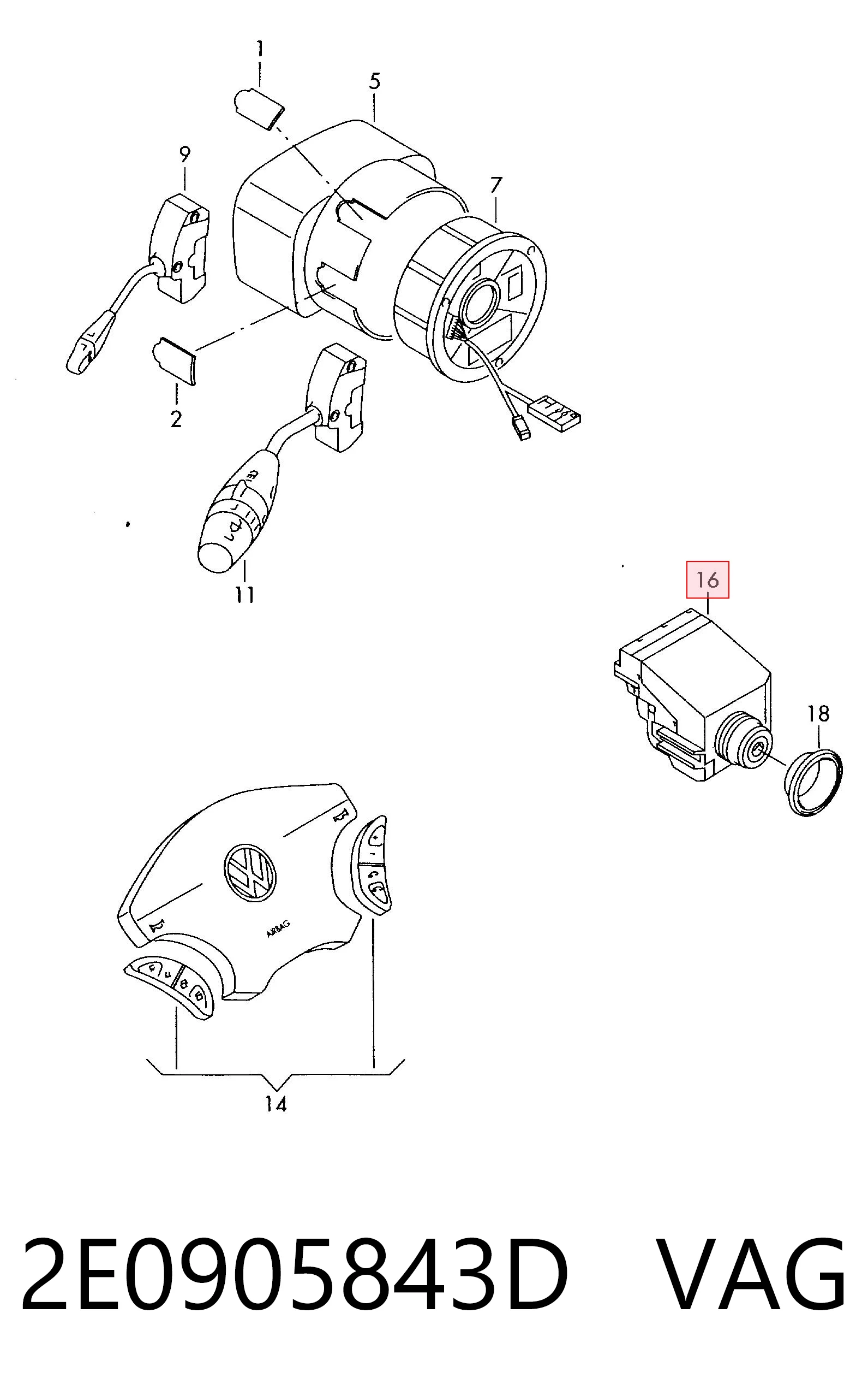 Fecho de ignição para Volkswagen Crafter 2E, 2EA, 2EB, 2ED, 2EH, 2EX