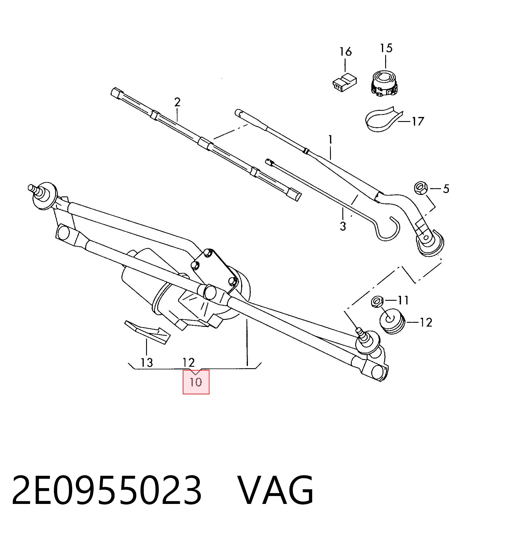 Trapézio de limpador pára-brisas para Volkswagen Crafter 2E, 2EE, 2EK